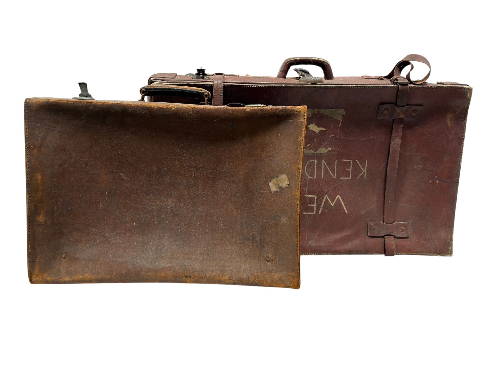 Early–Mid 20th C. English Leather Travel Suitcases (1 of 10)