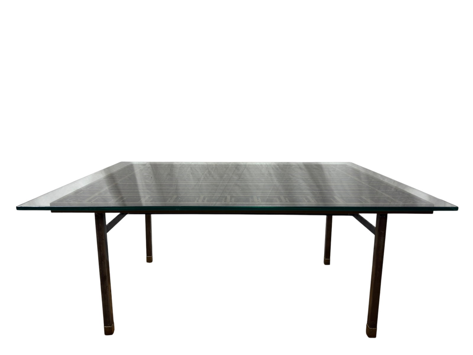 Geometric Metal Base & Glass Coffee Table (1 of 5)