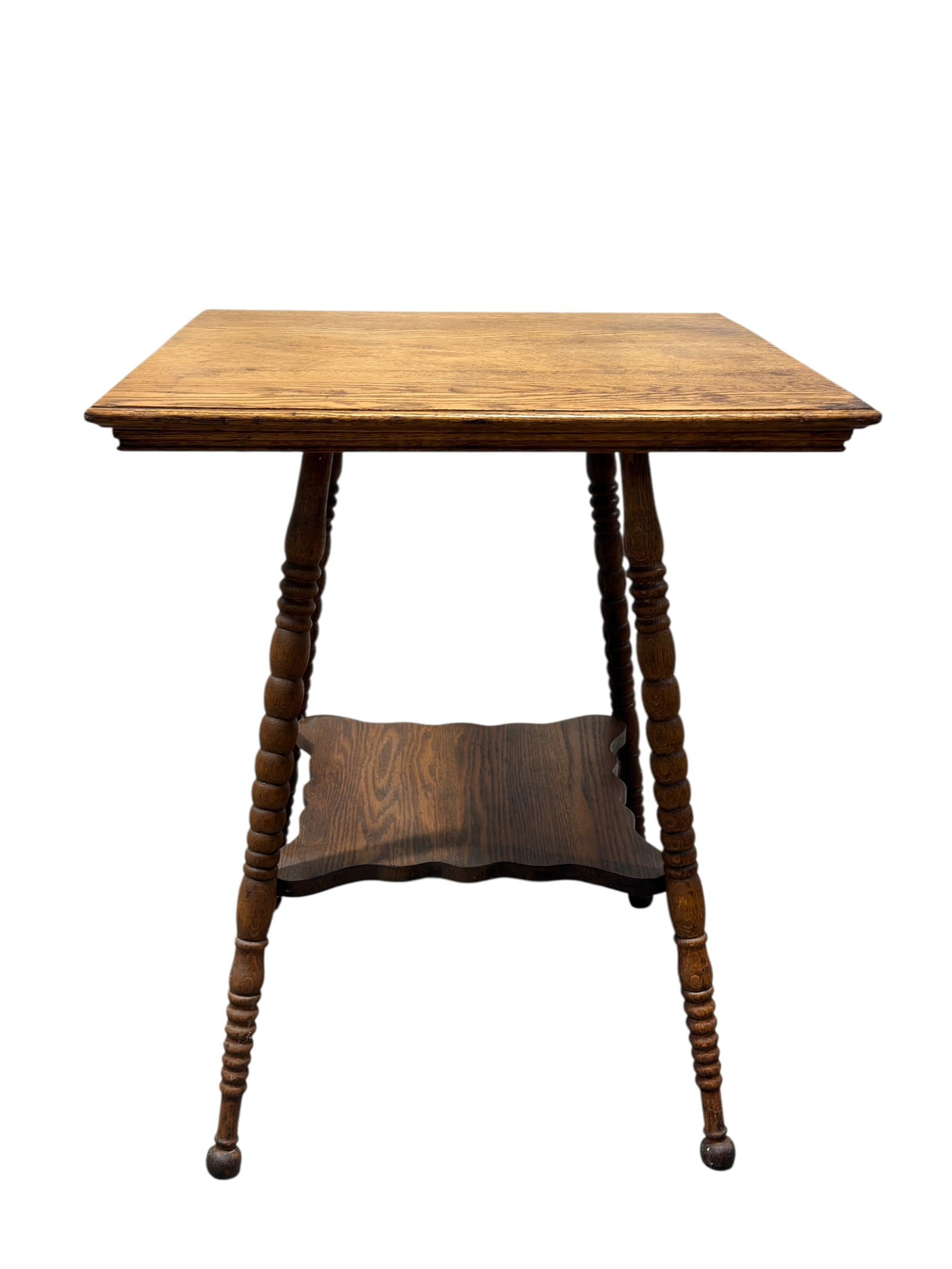 Early 20th C. Oak Turned Leg Side Table (1 of 8)