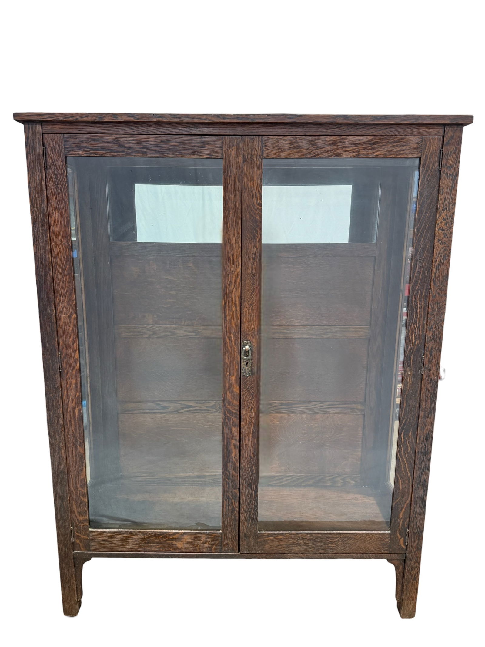 Early 20th C. American Mission Tiger Oak China Cabinet (1 of 4)