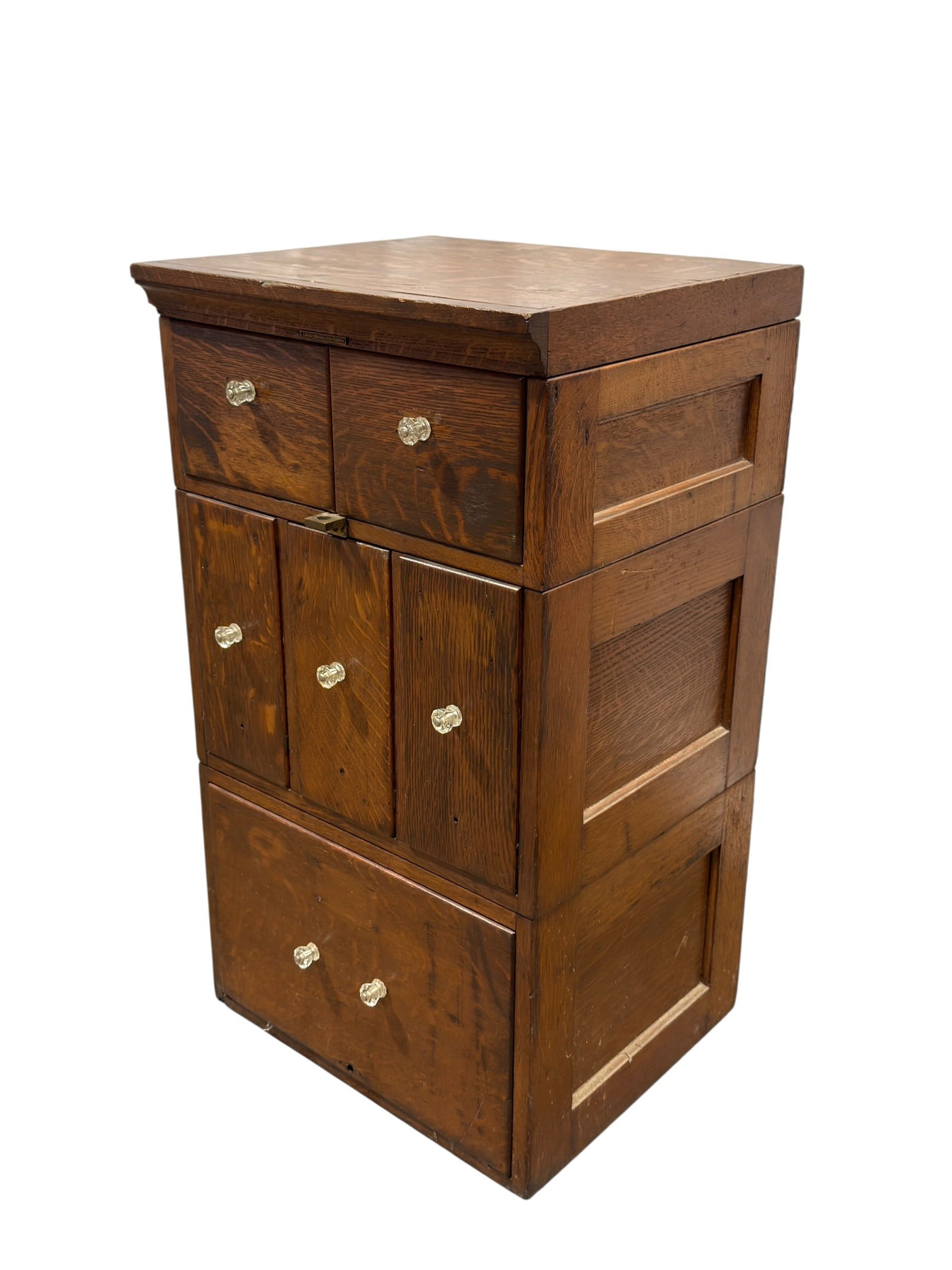 Antique 4 Section Stacking Oak File Cabinet (1 of 11)