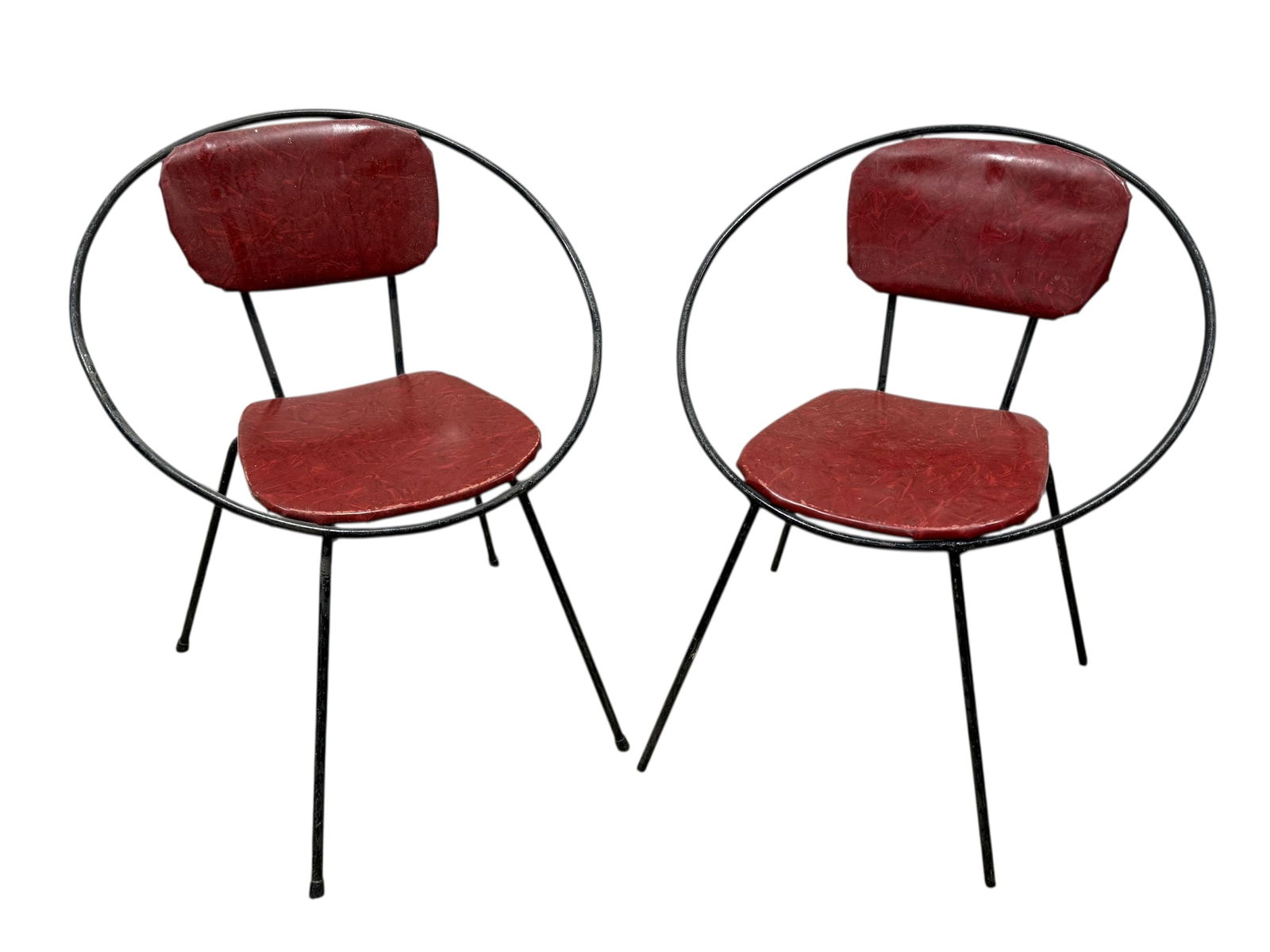 Pair of MCM Children’s Hoop Chairs w/ Red Vinyl Seats (1 of 5)