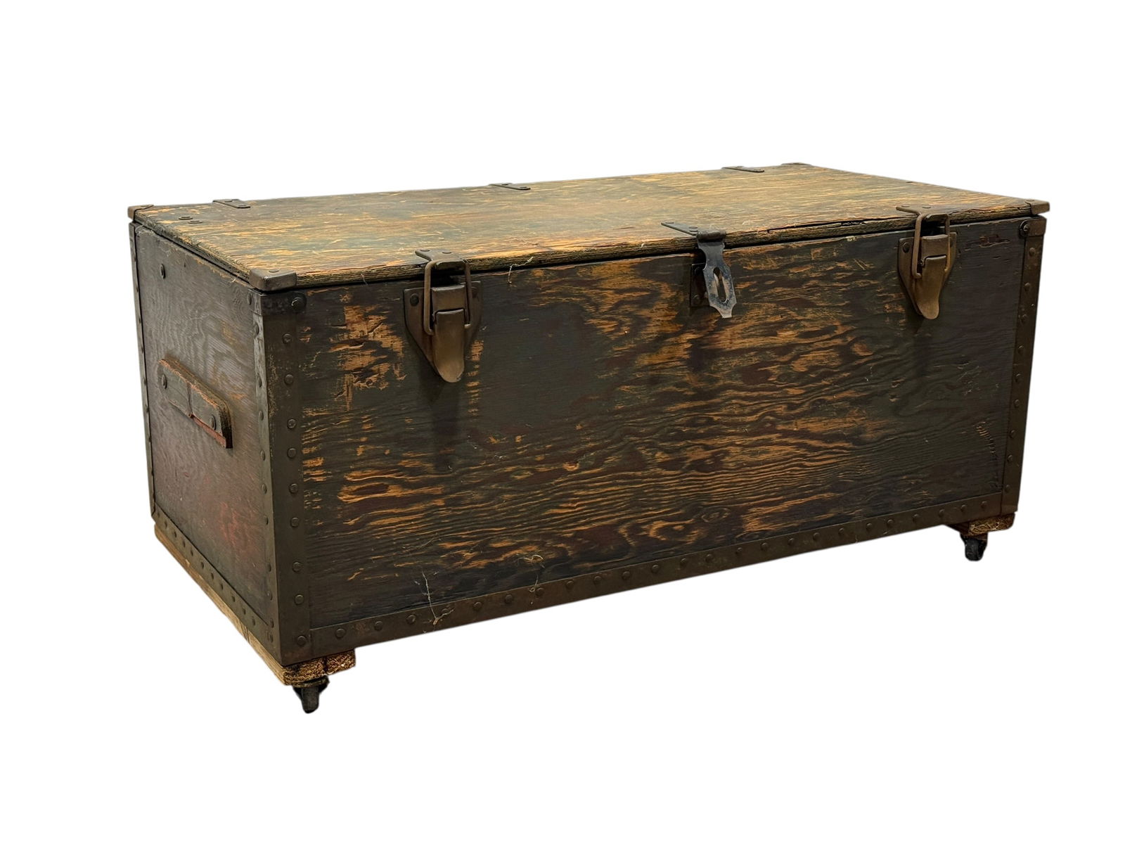 Beals & Selkirk Painted Military Storage Trunk on Casters (1 of 7)