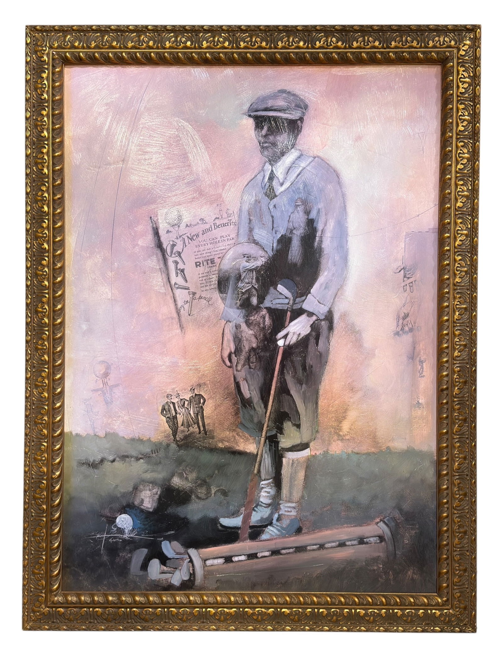 Golf Themed Print on Board in Ornate Gilt Frame (1 of 5)