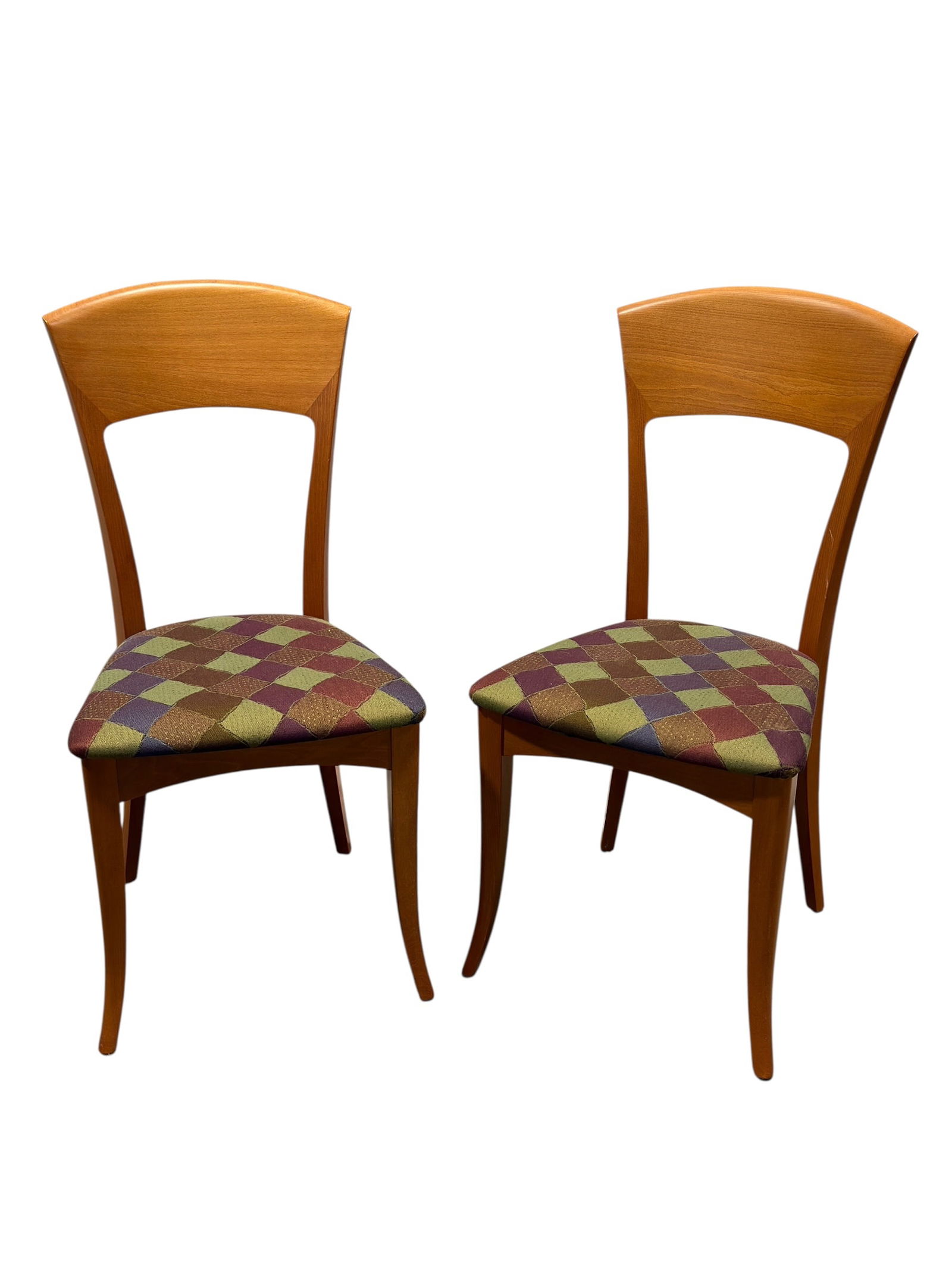 Pair of Teak Dining Chairs w/ Upholstered Seats (1 of 5)