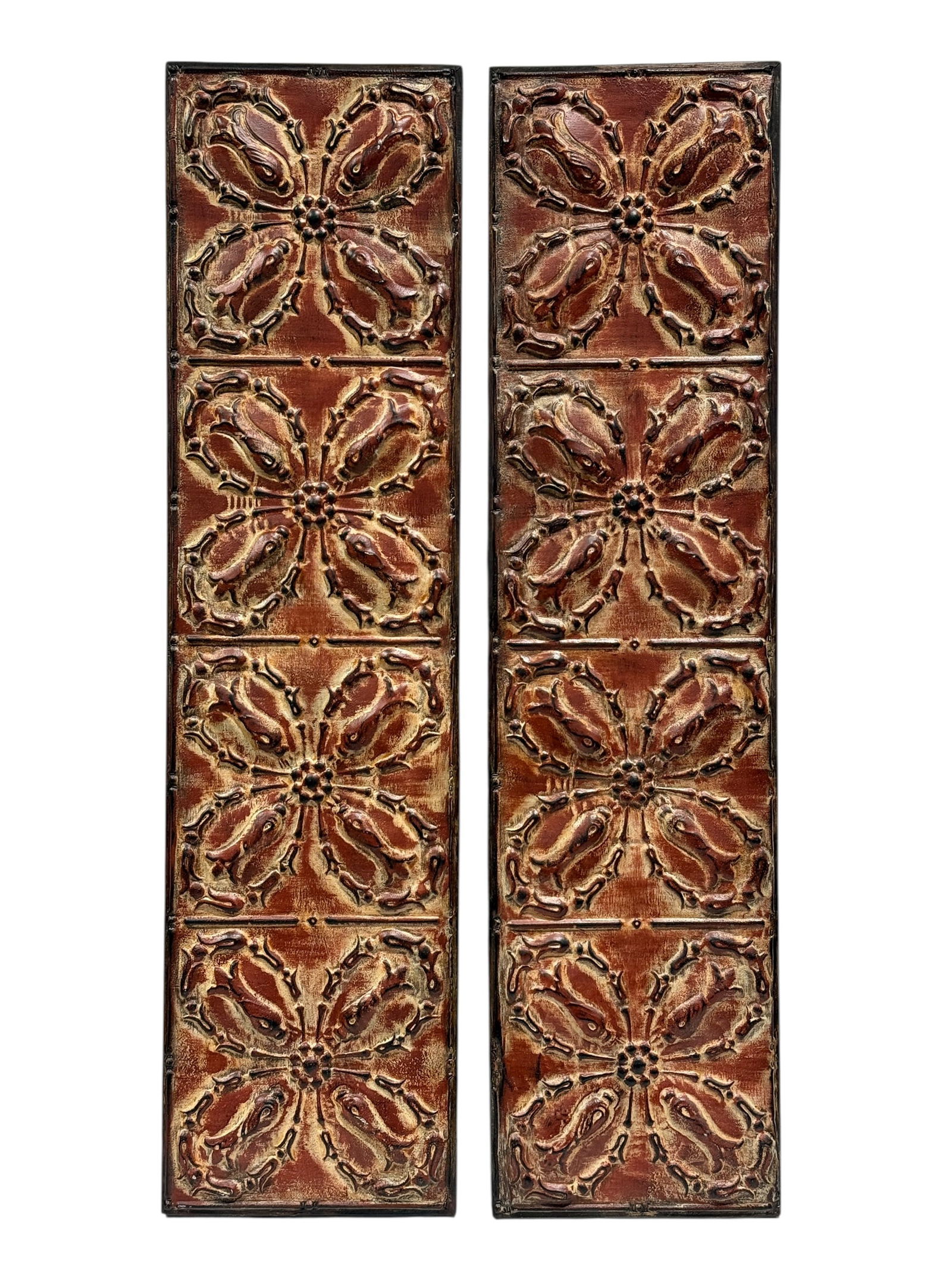 Decorative Framed Embossed Tin Wall Panels (Pair) (1 of 4)