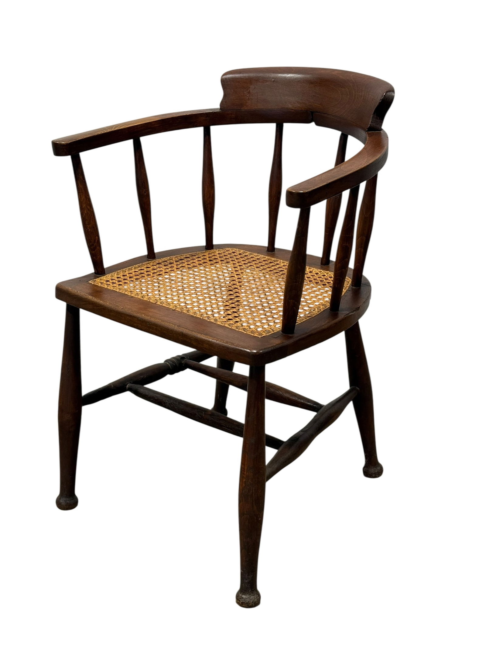 Early 20th Century American Windsor Armchair with Caned Seat (1 of 8)