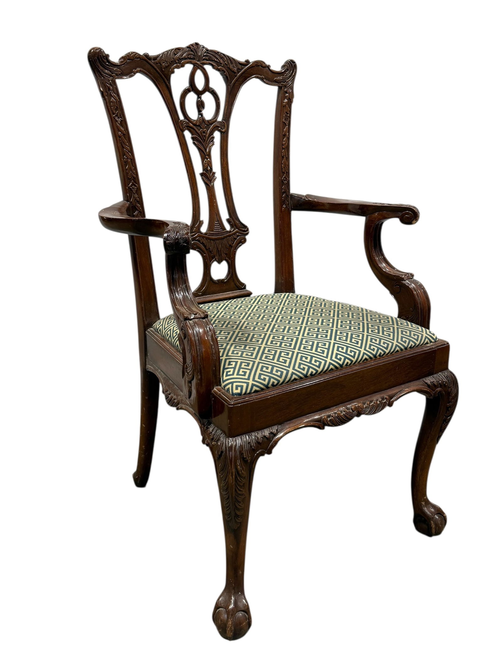 Antique Carved Chippendale Arm Chair (1 of 10)