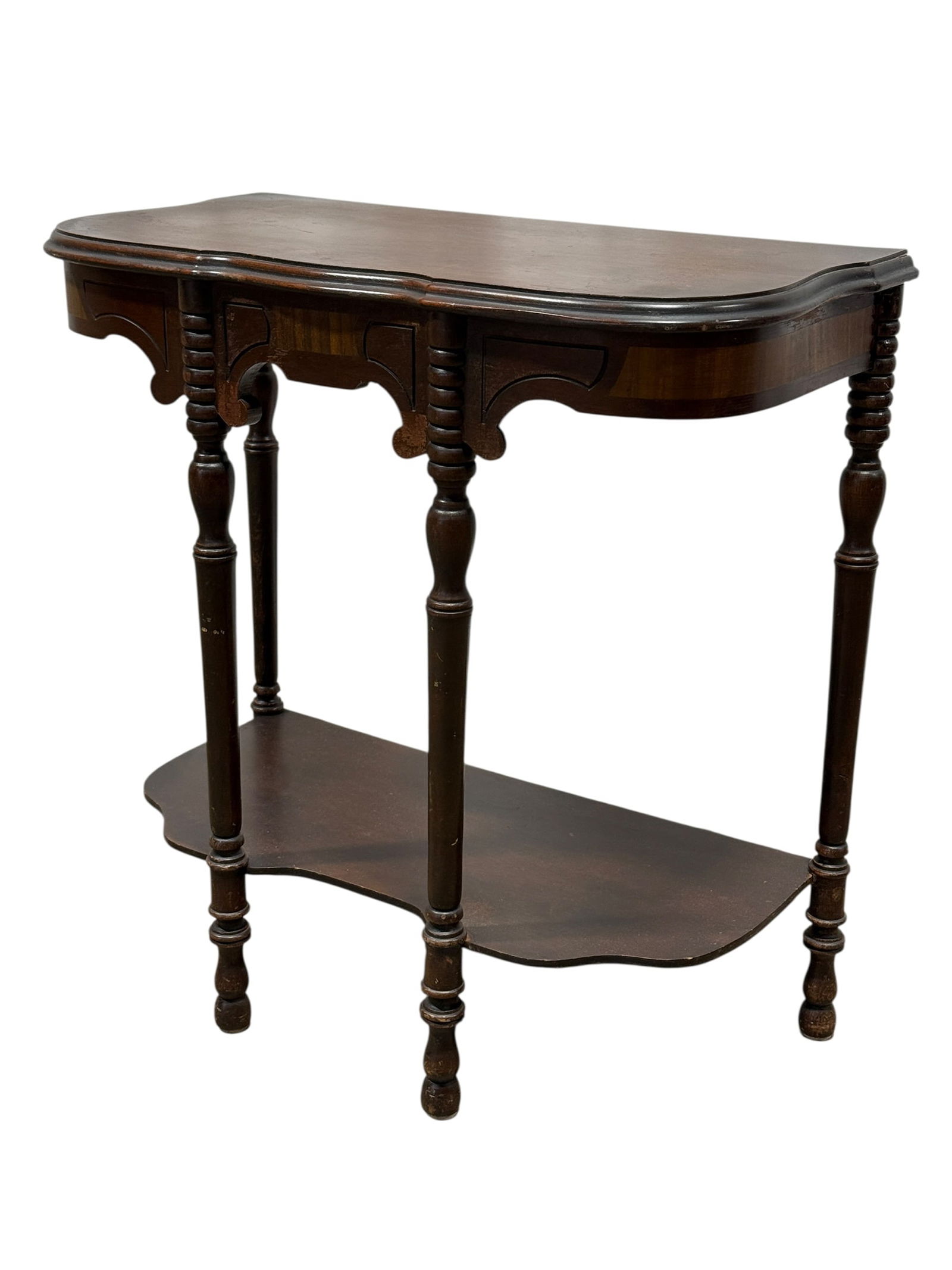 Mahogany Console Table w/ Shaped Apron & Lower Shelf (1 of 6)