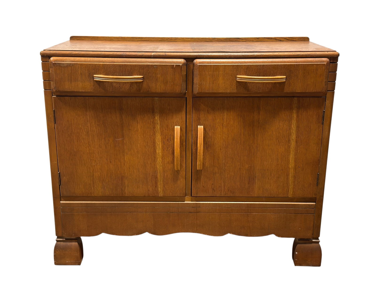 Oak Veneer 2-Door Cabinet w/ Drawers (1 of 9)