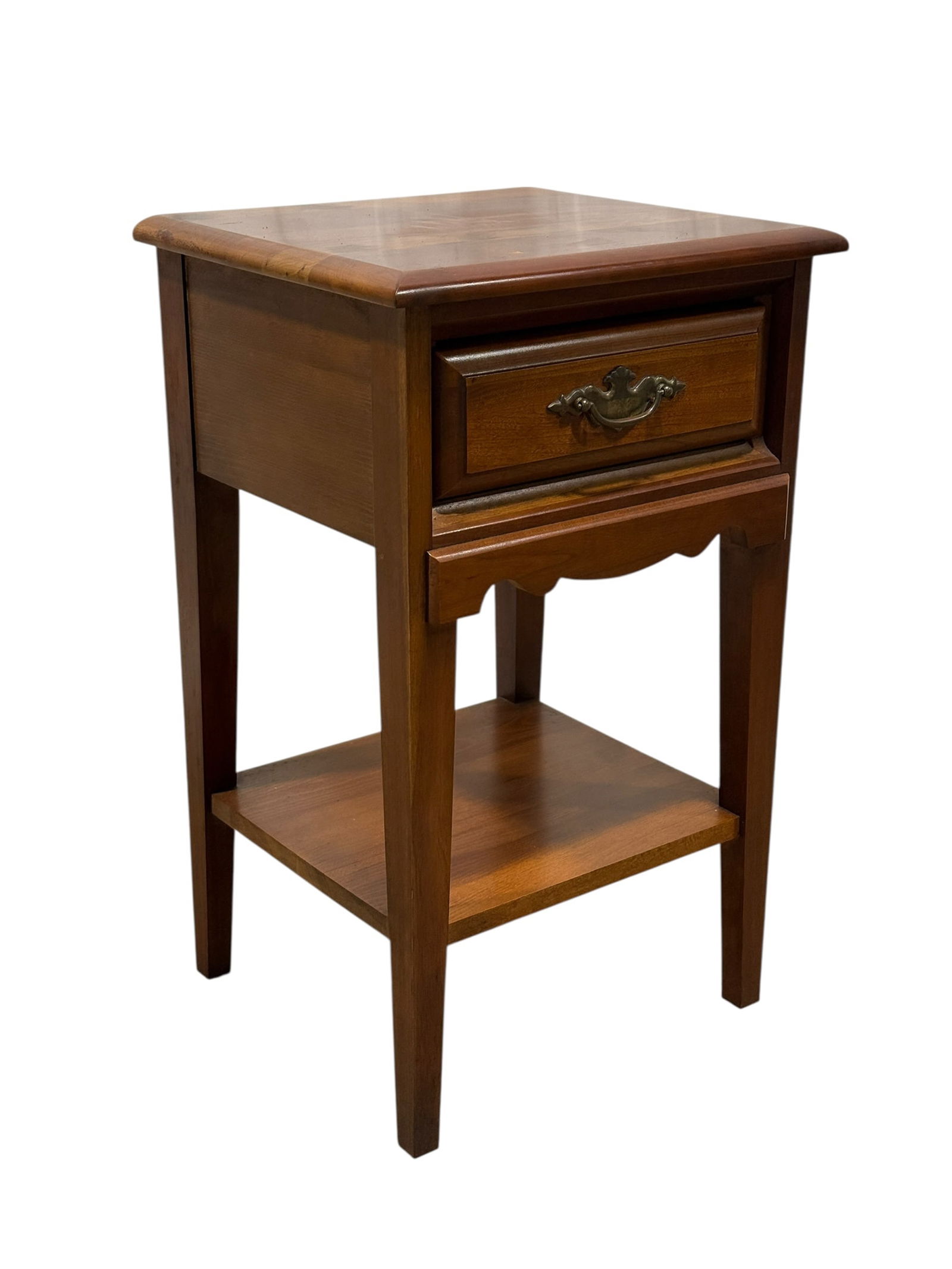 Cherry One-Drawer Nightstand with Lower Shelf (1 of 6)