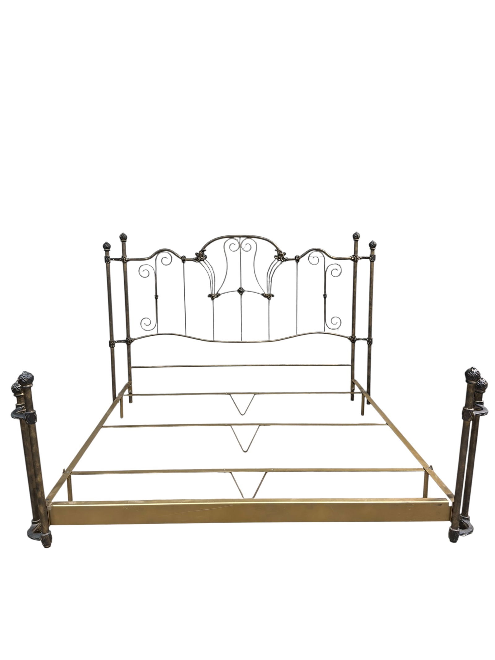 King-Size Decorative Metal Bed Frame w/ Scrollwork (1 of 8)