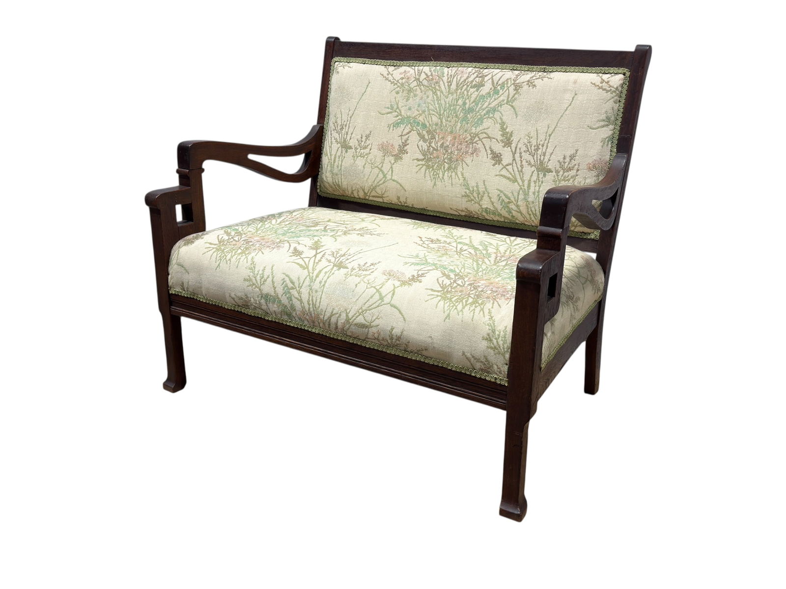 Early 20th Century Arts & Crafts Style Oak Upholstered Settee (1 of 11)
