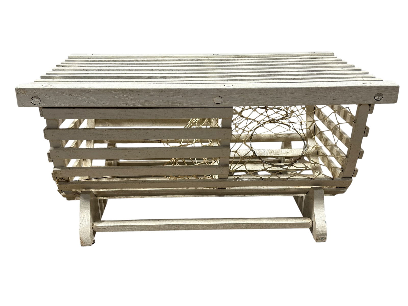 White Painted Wooden Lobster Trap Style Coffee Table (1 of 7)