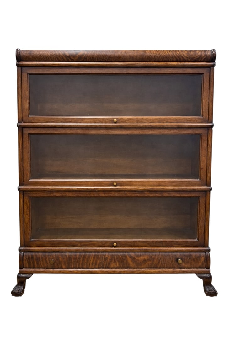 Antique Macey Tiger Oak 3 Stack Barrister Bookcase w/ Drawer (1 of 11)