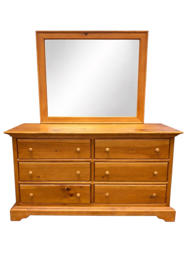 Hartford House Solid Pine 6 Drawer Dresser w/ Mirror (1 of 9)