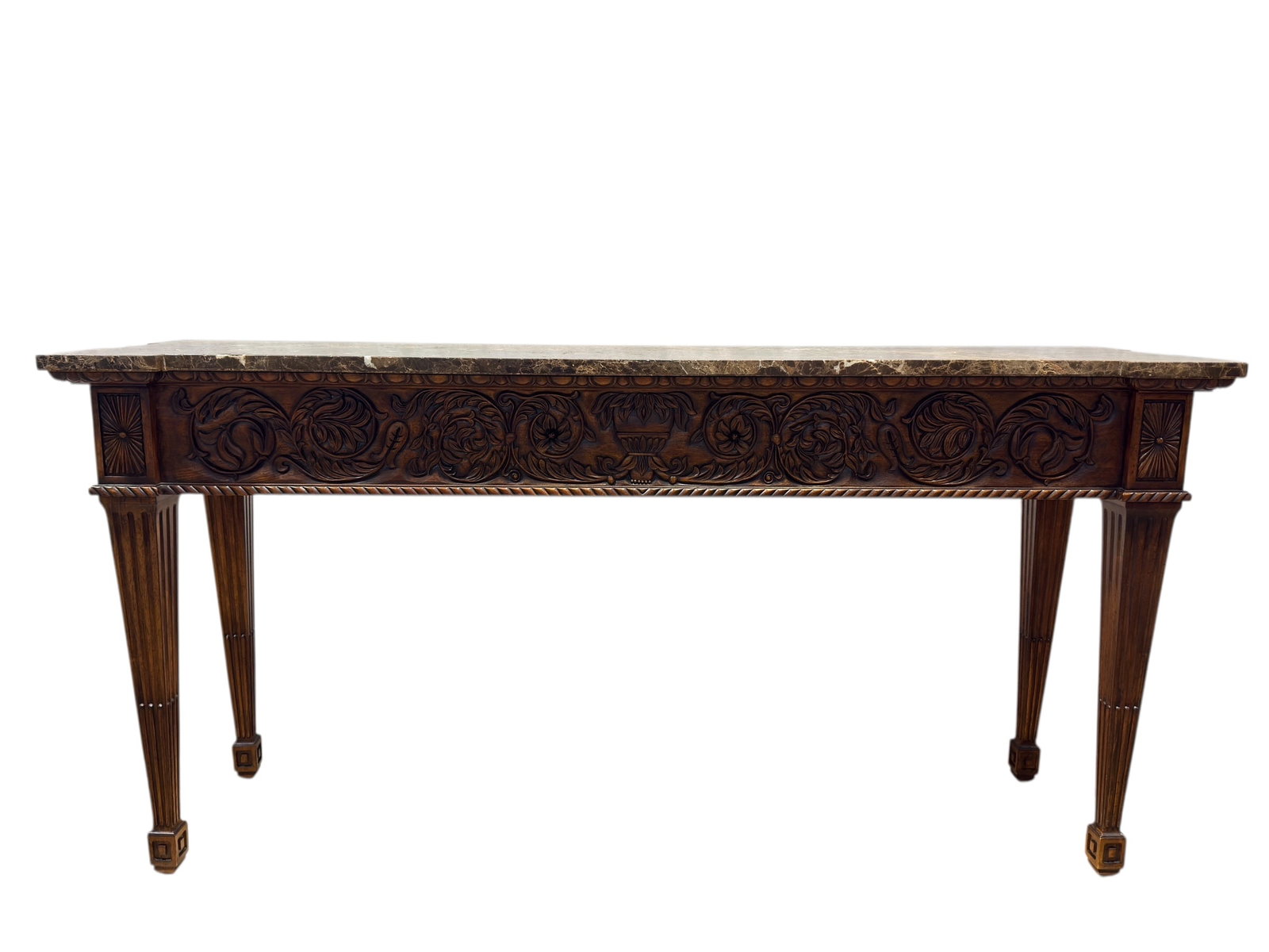 Louis XVI Style Marble Top Carved Wood Console / Foyer Table (1 of 8)