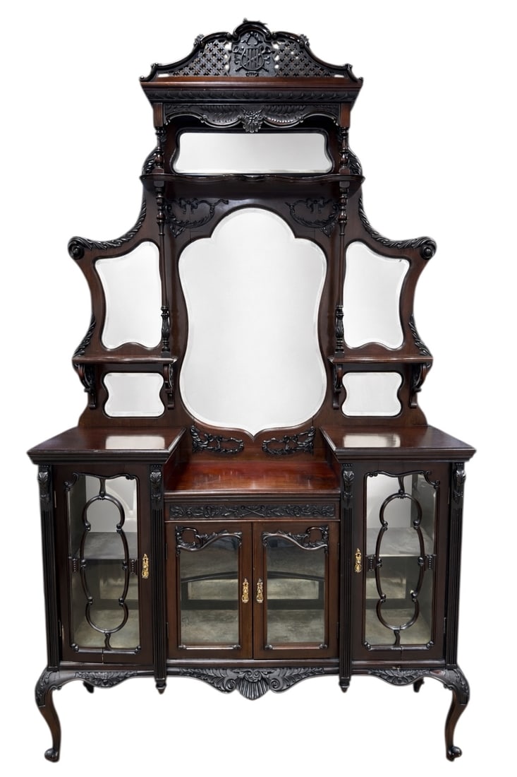 Late 19th C. Victorian Mahogany Mirrored Etagere Sideboard (1 of 20)