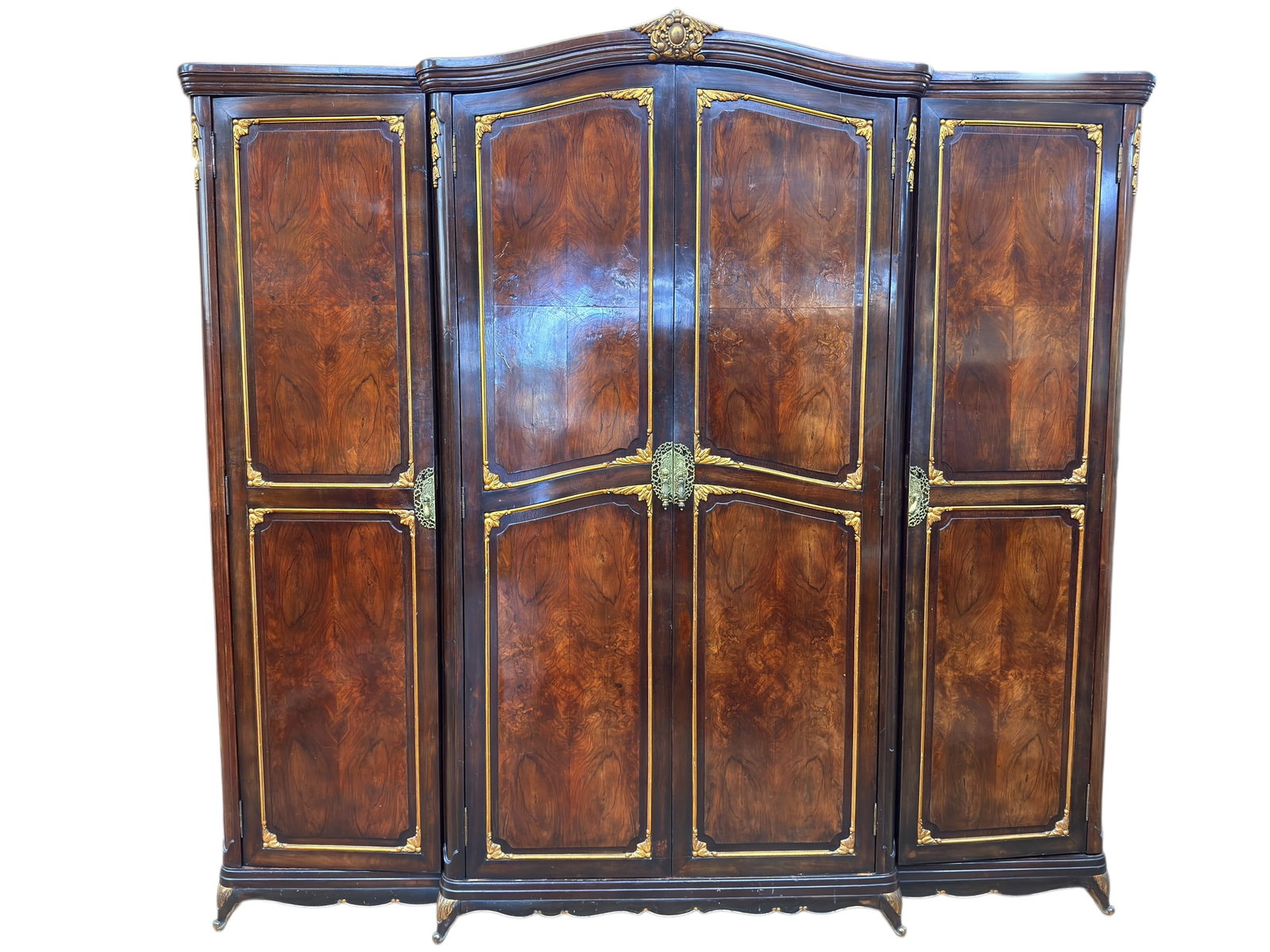 Early 20th Century French Style Burl Veneer Armoire Wardrobe (1 of 10)