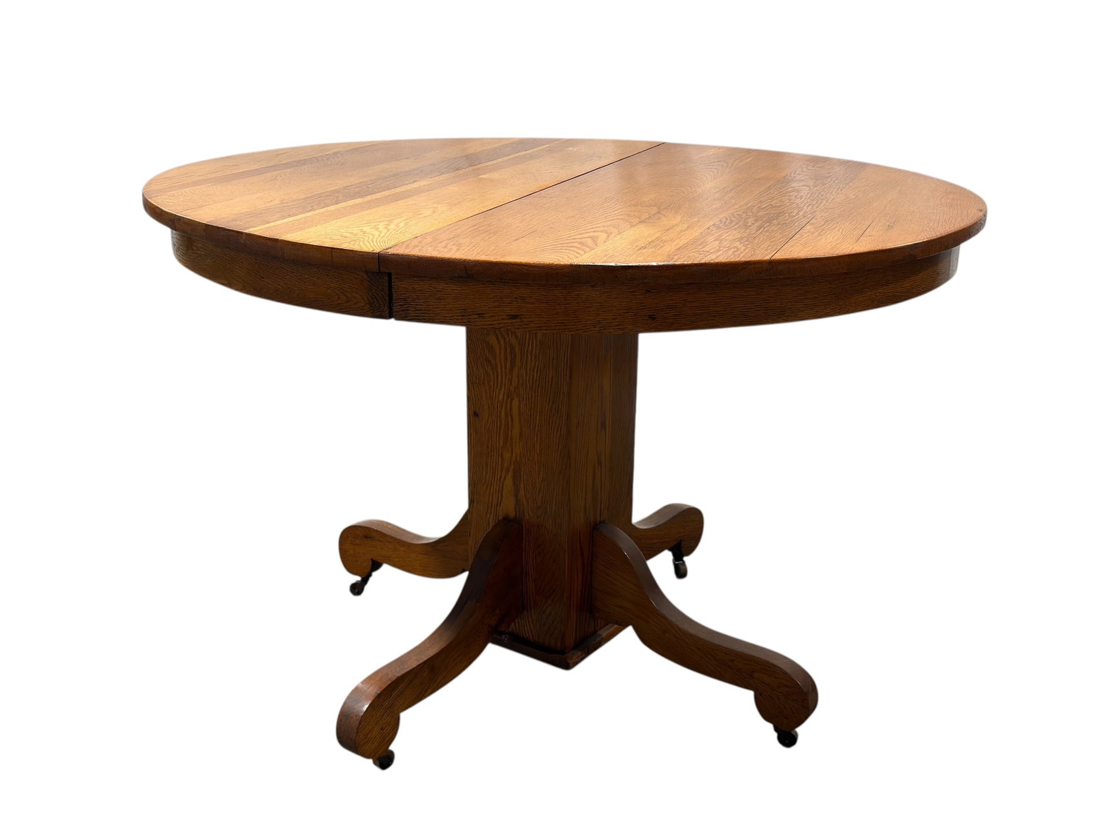 Early 20th C. American Oak Round Pedestal Dining Table (1 of 4)