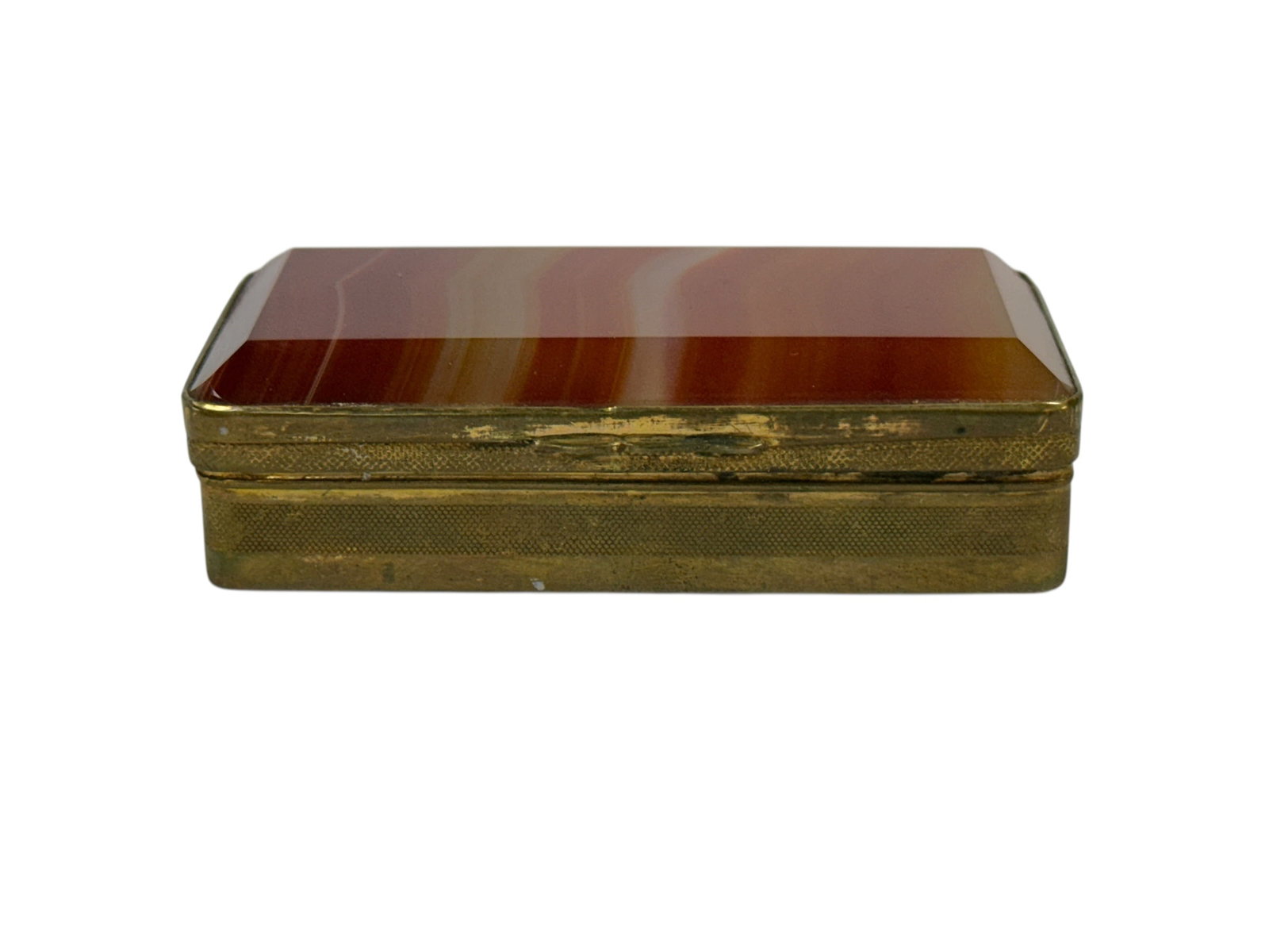 Antique Stripped Agate & Brass Mounted Trinket Box (1 of 10)