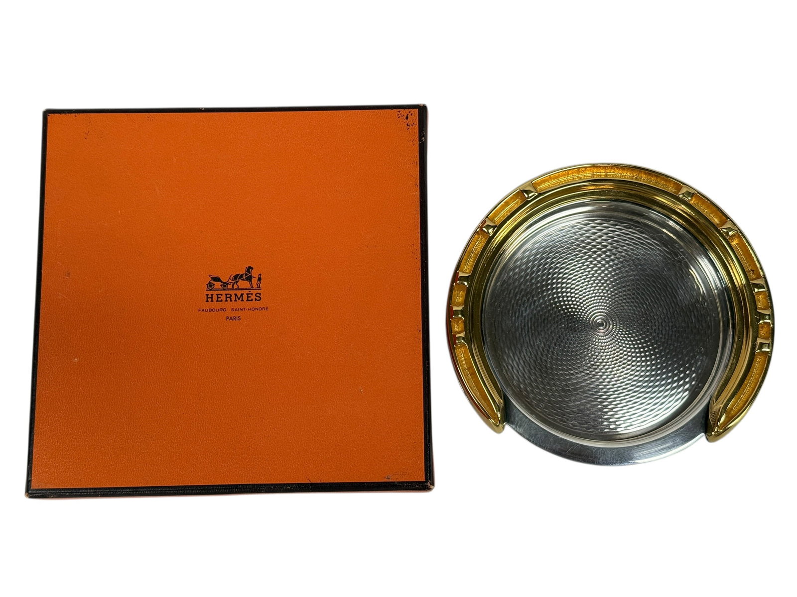 RARE Circa 1950 Hermès Paris Equestrian Horseshoe Wine Coaster w/ Box (1 of 6)