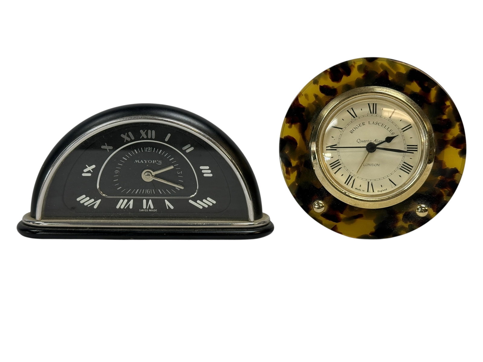 Roger Lascelles Shell Style Quartz & Mayor’s Art Deco Style Desk Clocks (1 of 6)