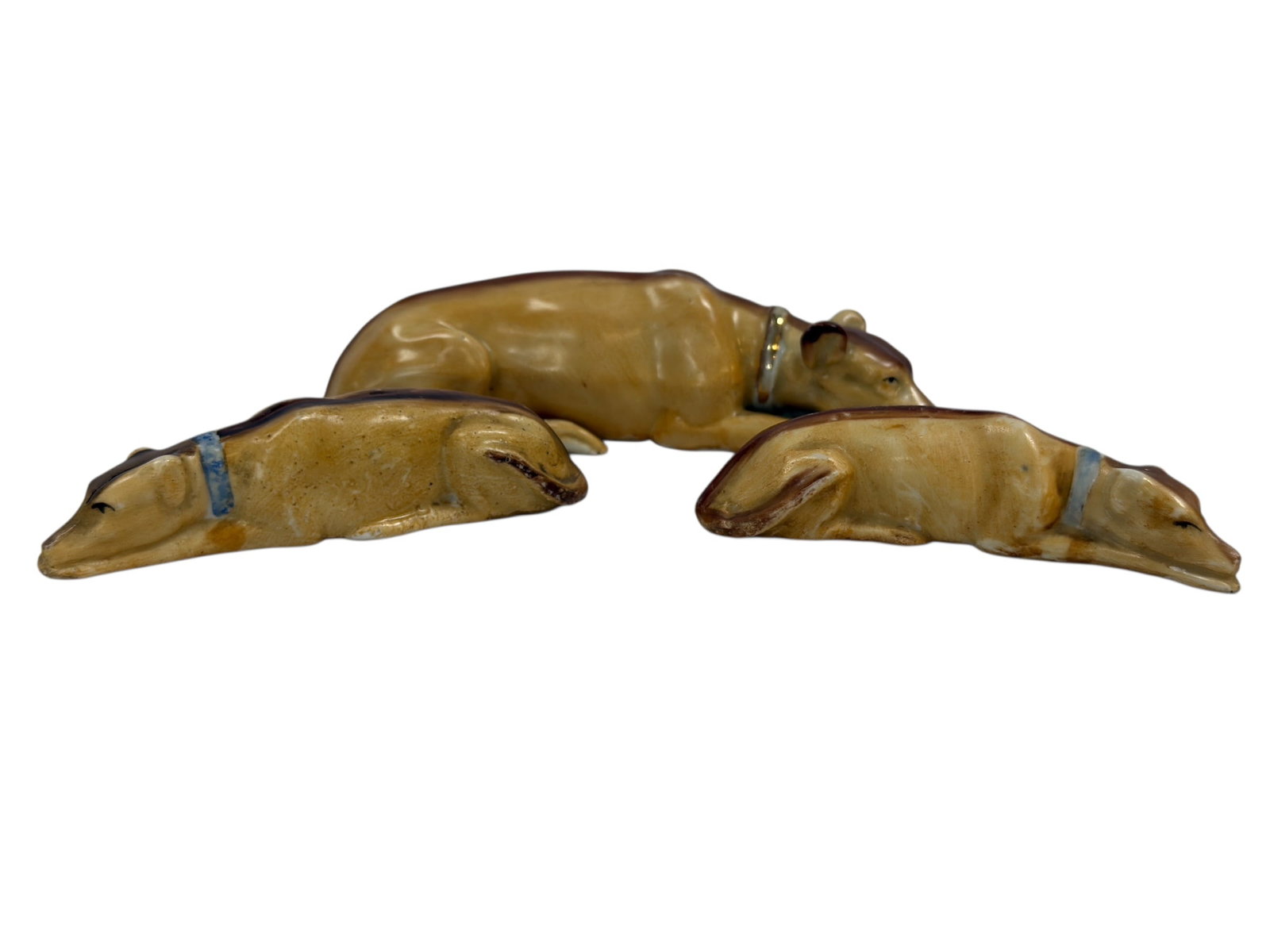 (3) Late 19th C. Staffordshire Porcelain Greyhound Figures (1 of 12)