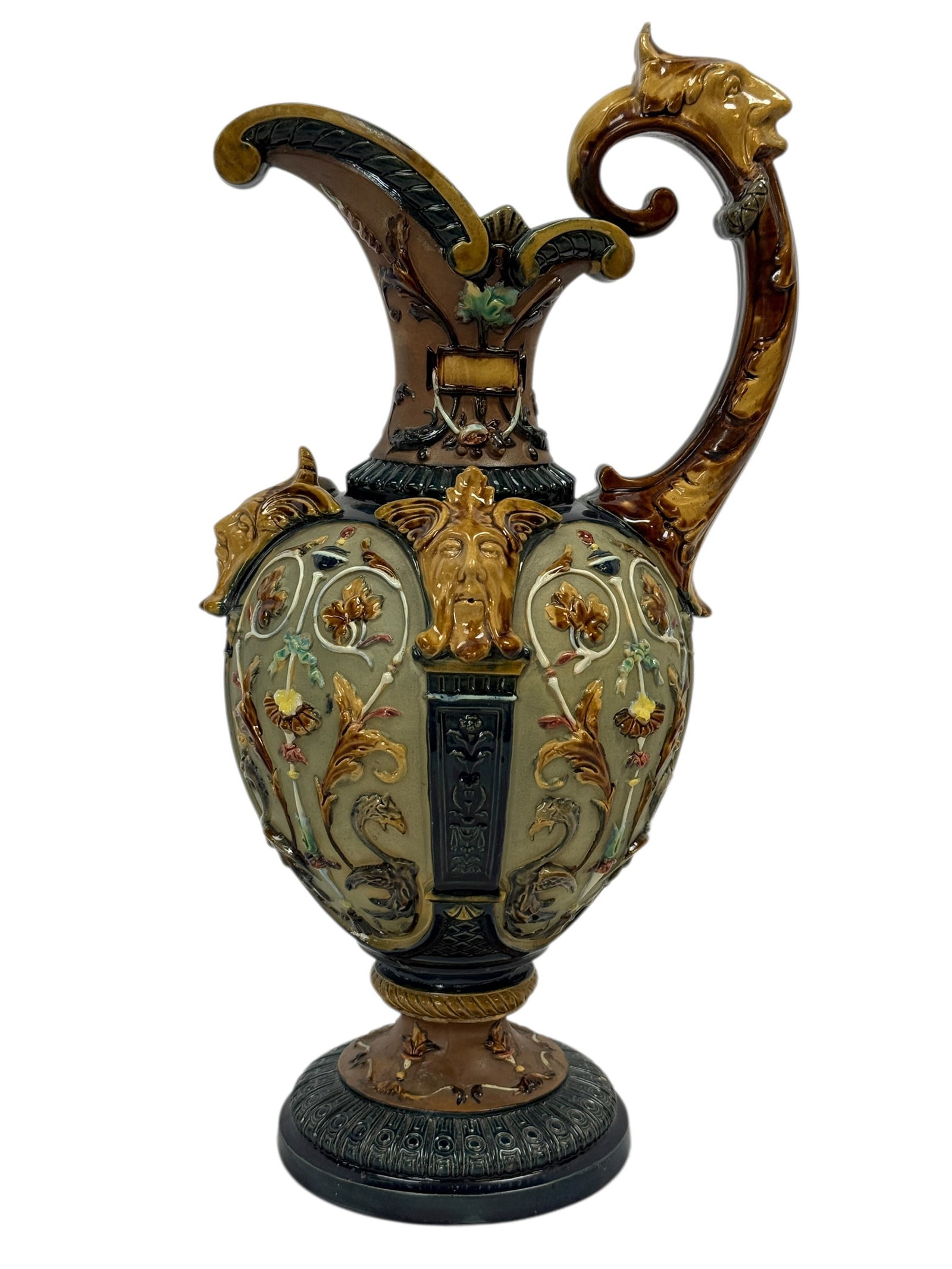 Early 20th C. Wilhelm Schiller & Son Majolica Figural Ewer (1 of 14)