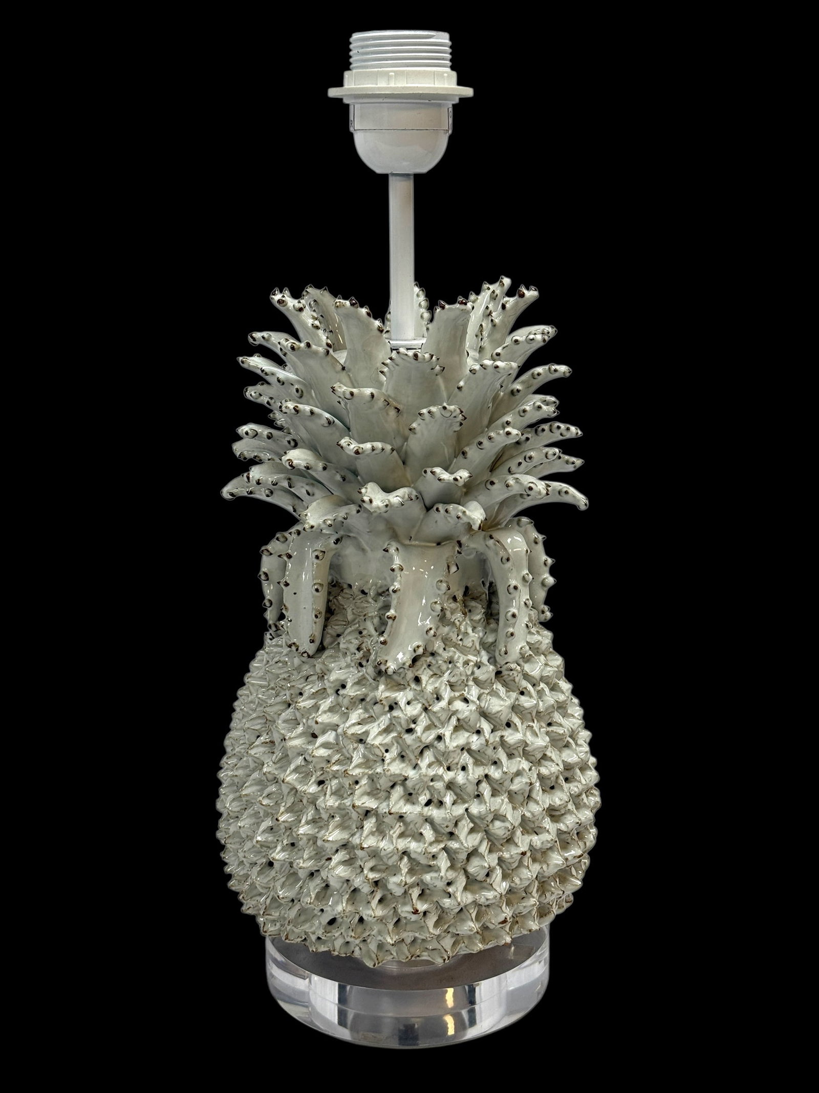 Mid Century White Porcelain Pineapple Table Lamp (1 of 5)