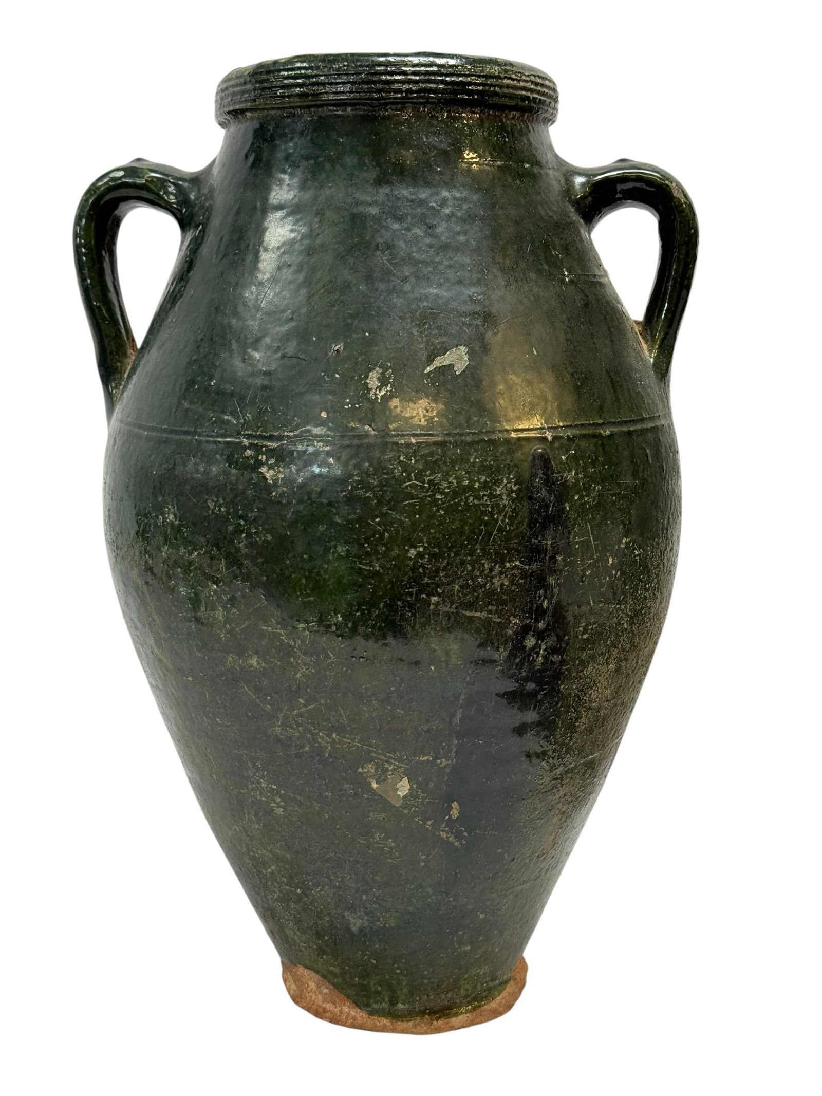 19th Century French Green Glazed Pottery Olive Jar (1 of 12)
