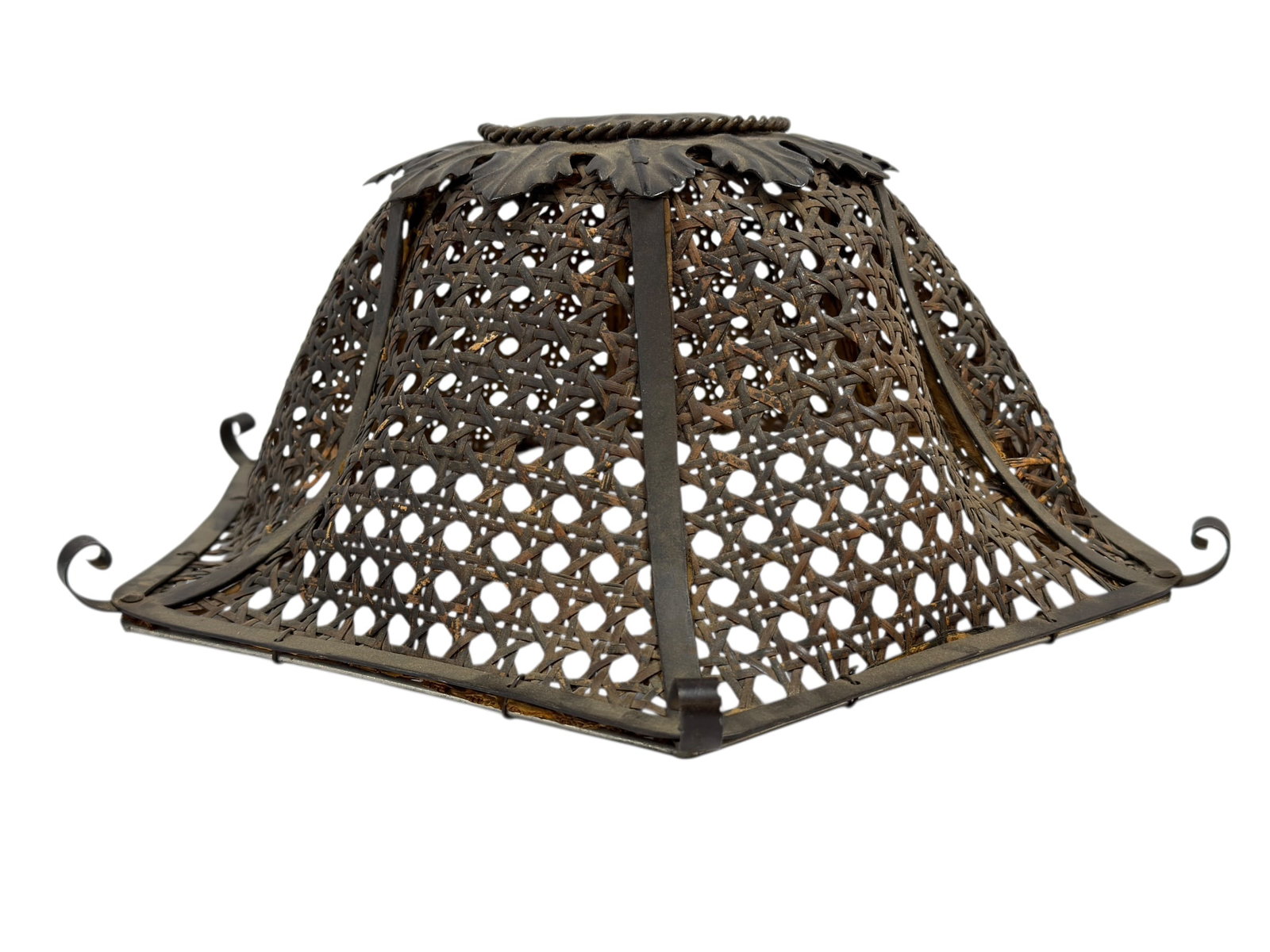 Arts & Crafts Period Wicker and Forged Iron Lamp Shade Attr. to Cyril Colnik (1 of 12)