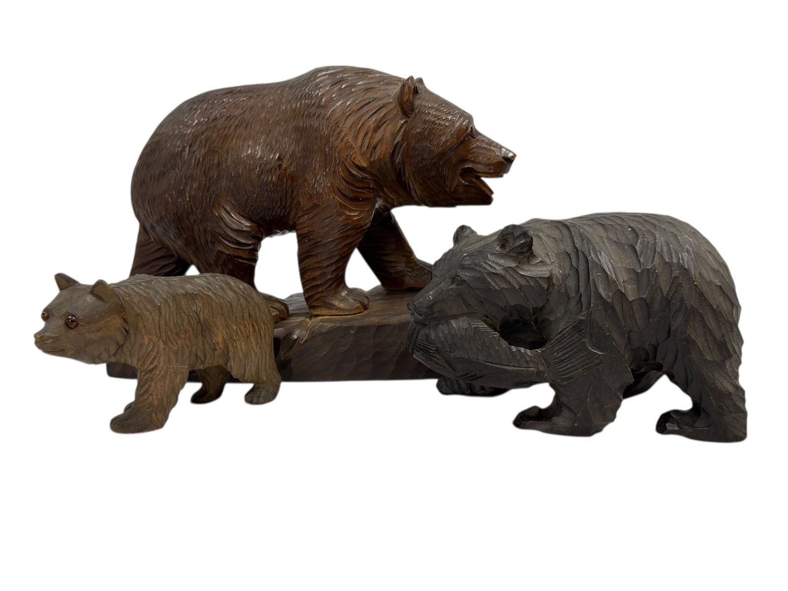 (3) Black Forest Carved Wooden Bear Group (1 of 14)