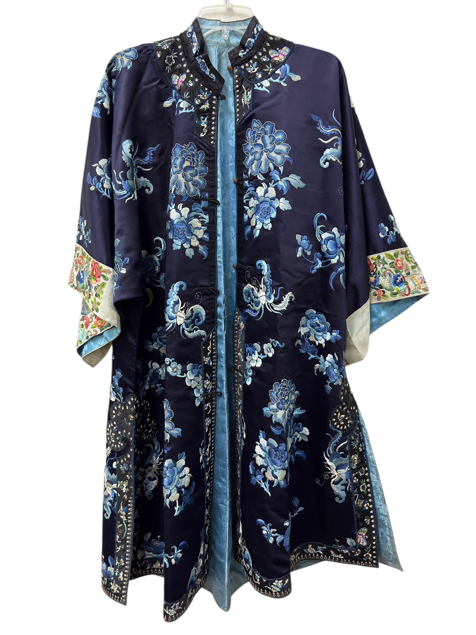 Late 19th C. Qing Dynasty Chinese Embroidered Silk “Forbidden Stitch?? Robe (1 of 9)