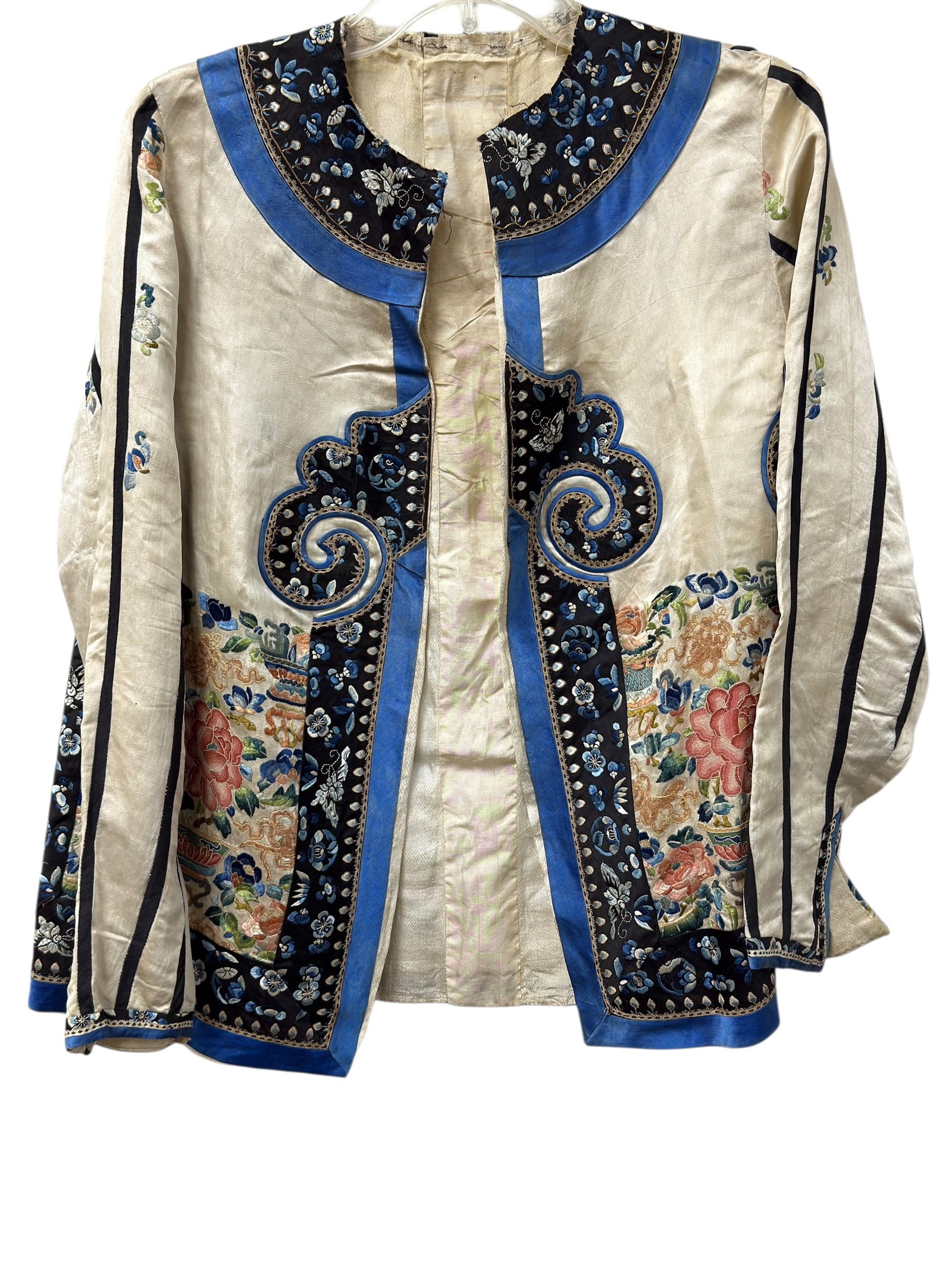 Late 19th C. Qing Dynasty Chinese Embroidered Silk “Forbidden Stitch?? Jacket (1 of 14)