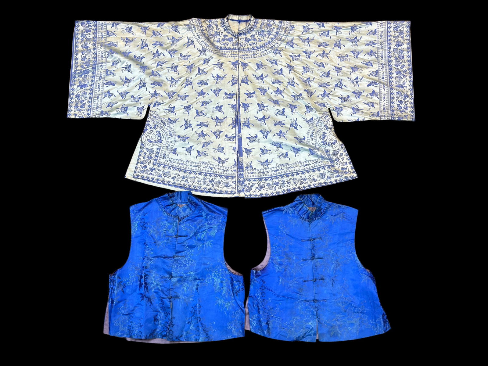 Antique Chinese Silk Jacket w/ 2 Matching Vests (1 of 10)