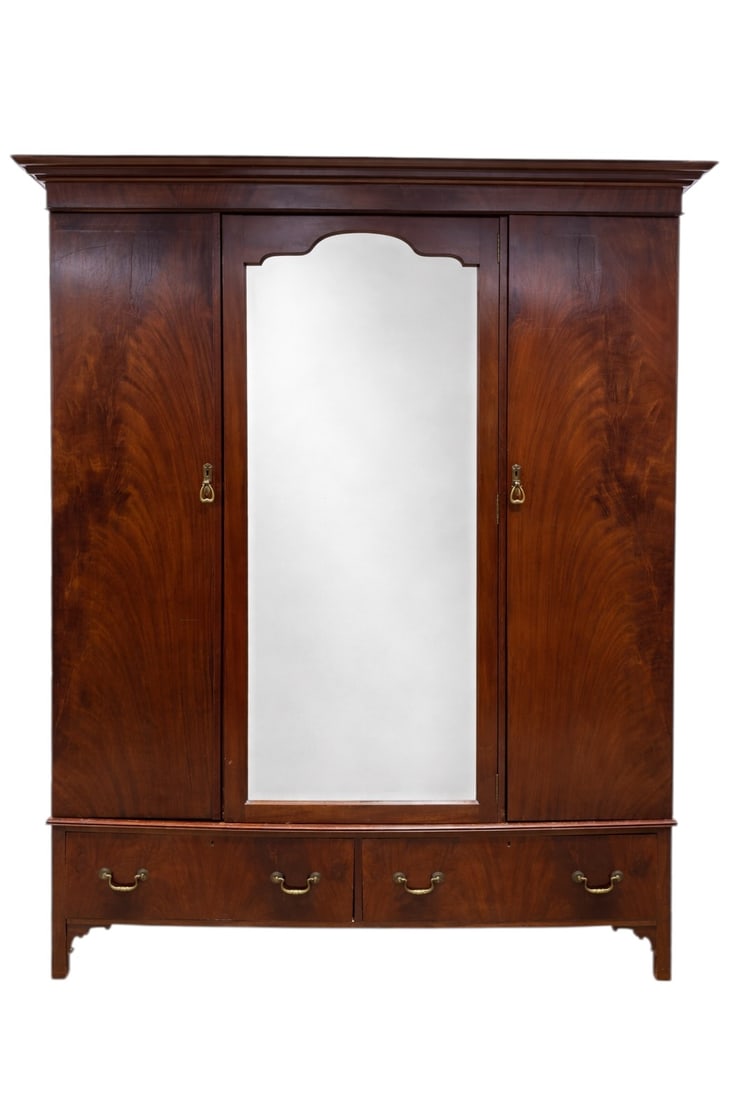 Mahogany 3 Door Armoire w/ Mirror & Drawers (1 of 10)