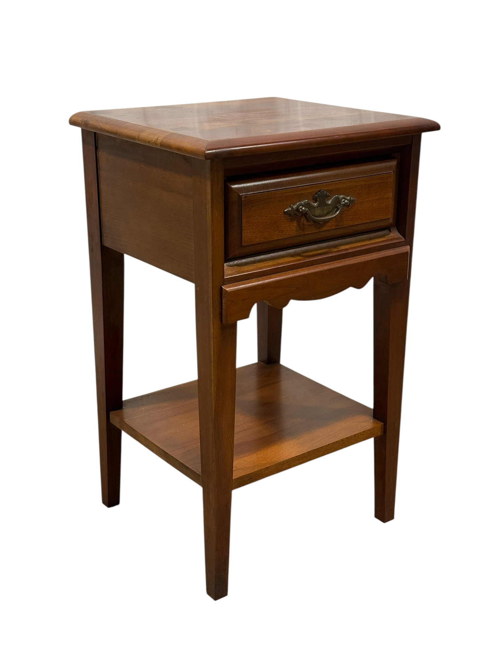 Cherry One-Drawer Nightstand w/ Lower Shelf (1 of 6)