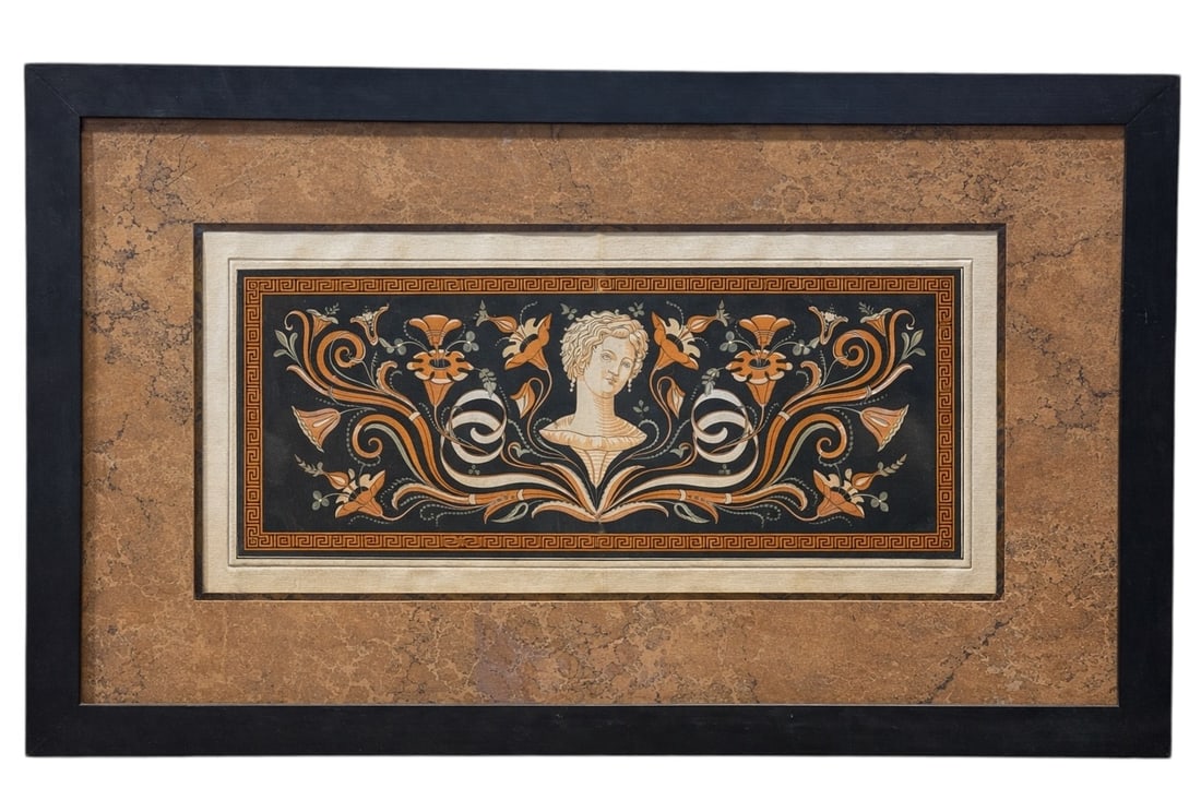 1766 Sir William Hamilton Orig. Plate 56 Hand-Colored Copperplate Engraving: A striking and highly decorative original 18th-century hand-colored copperplate engraving from Sir William Hamilton’s seminal Antiquités Étrusques, Grecques et Romaines (Naples, 1766–1777), this