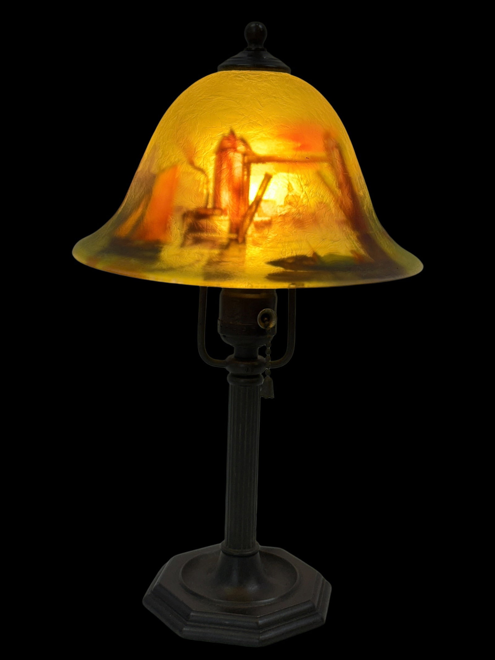 Signed F. Rae Reverse Painted "Nautical Scene" Pairpoint Table Lamp (1 of 13)