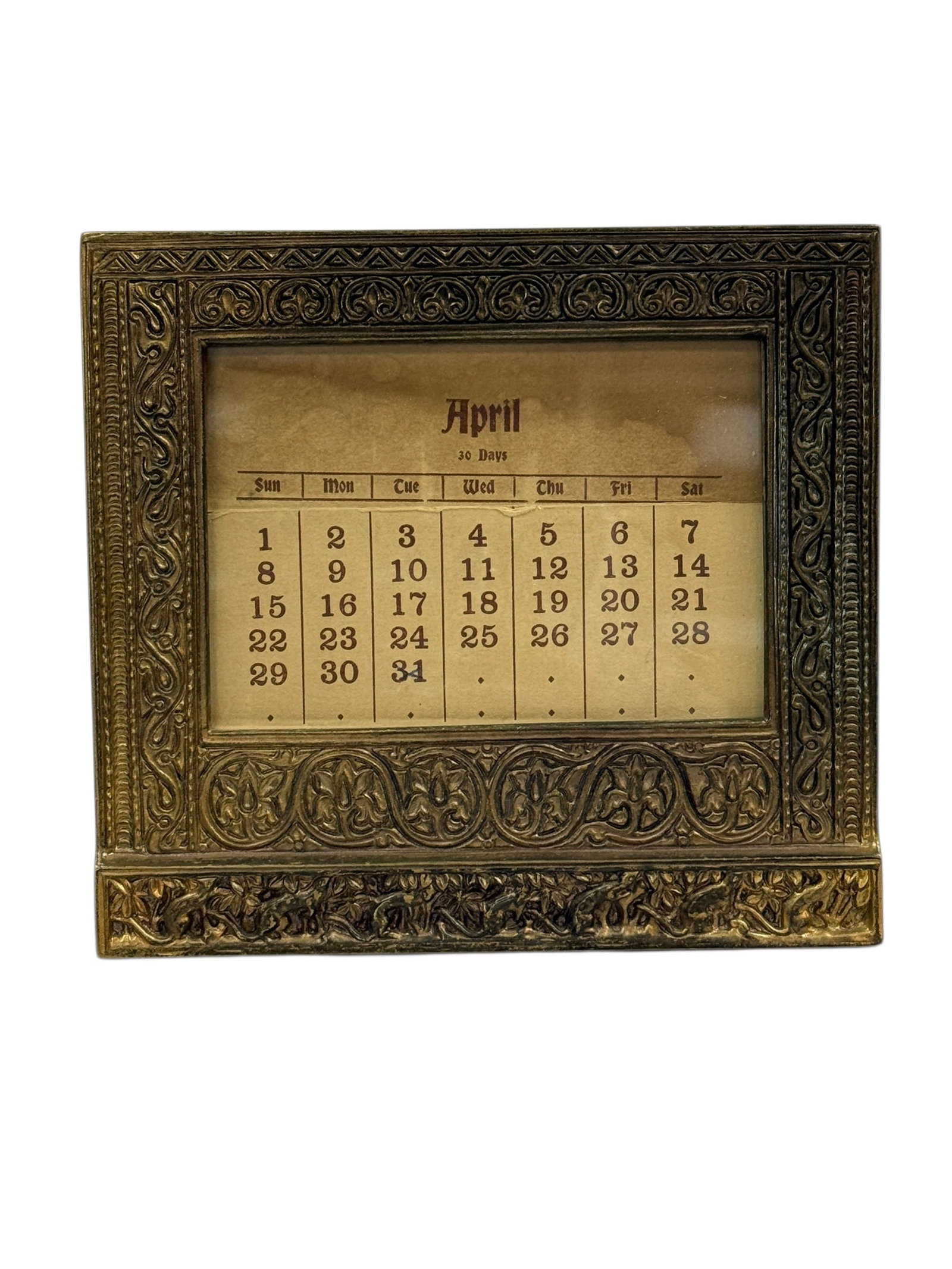RARE Tiffany Studios New York "Venetian" Pattern Gilt Bronze Perpetual Calendar Frame (1 of 9)