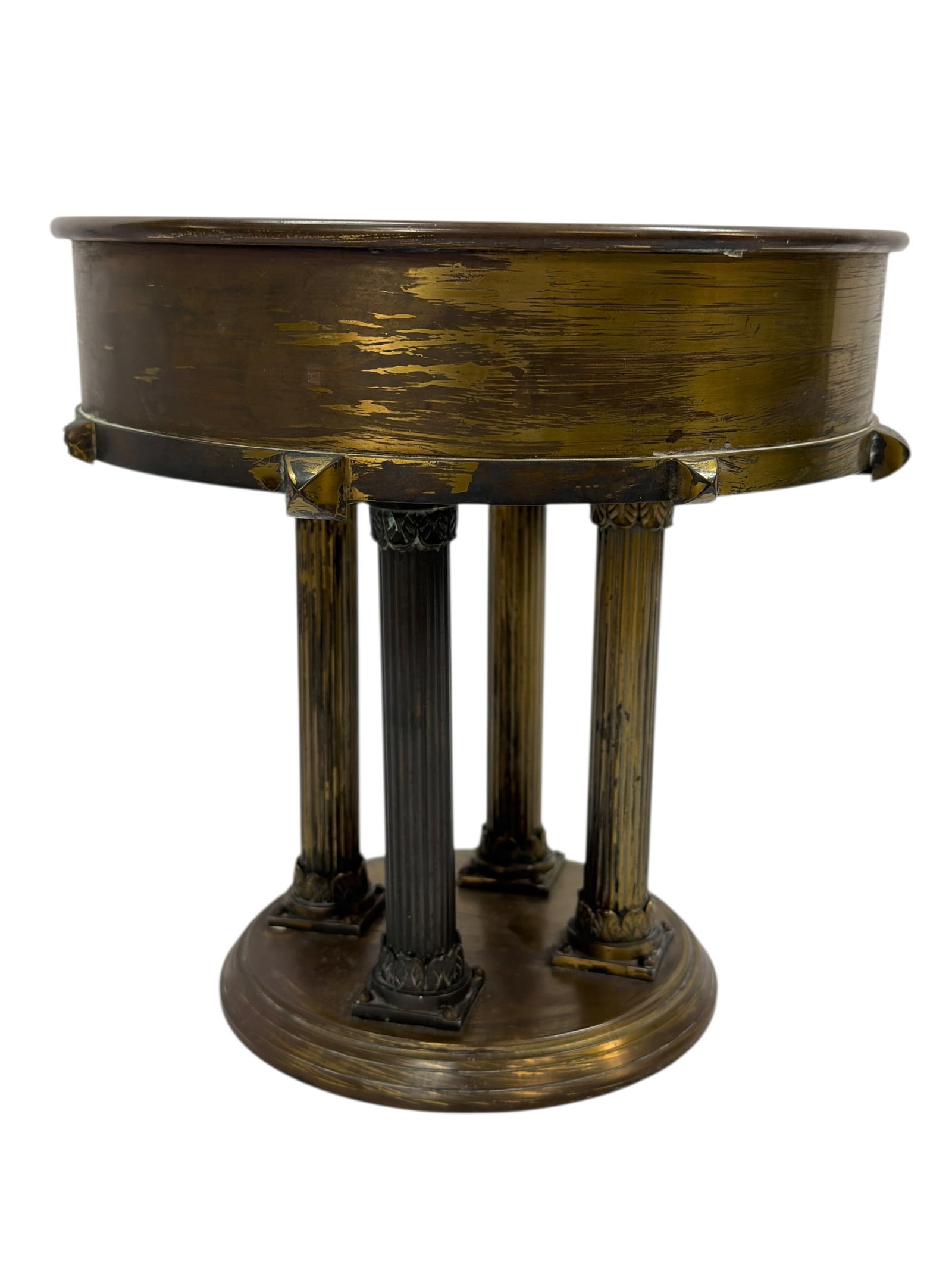 Arts & Crafts Gilt Copper Pedestal Compote w/ Columnar Base (1 of 9)
