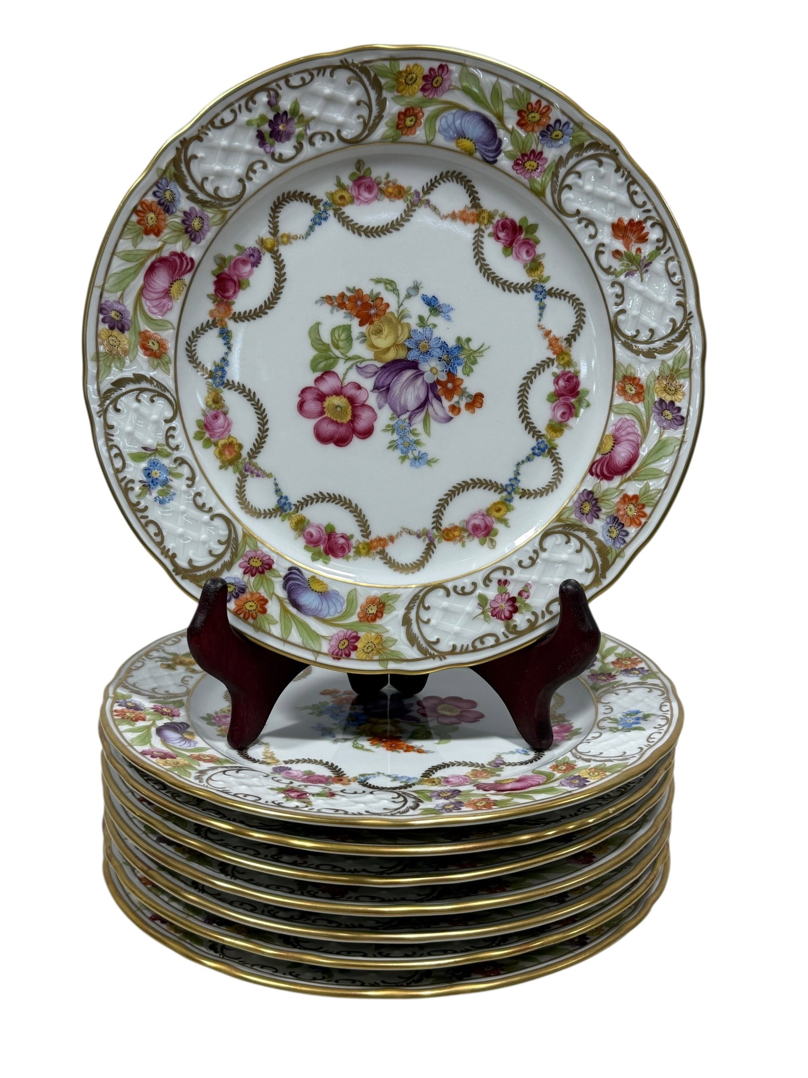 (8) Schumann Arzberg Bavaria "Dresden Empress" Porcelain Luncheon Plates (1 of 4)