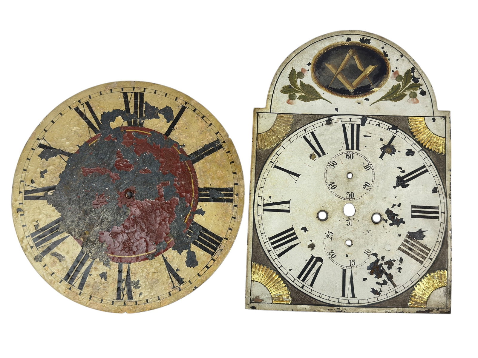 (2) 19th Century Painted Iron Tall Case Clock Dials (1 of 11)