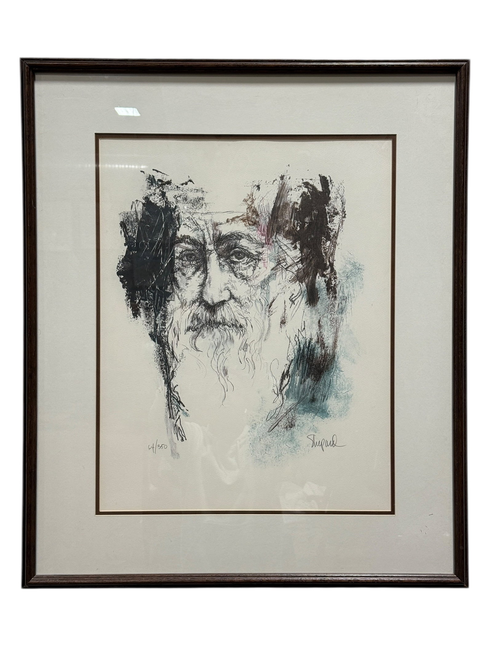 Signed Mid Century Limited Edition Lithograph Portrait, Edition 64/350 (1 of 5)