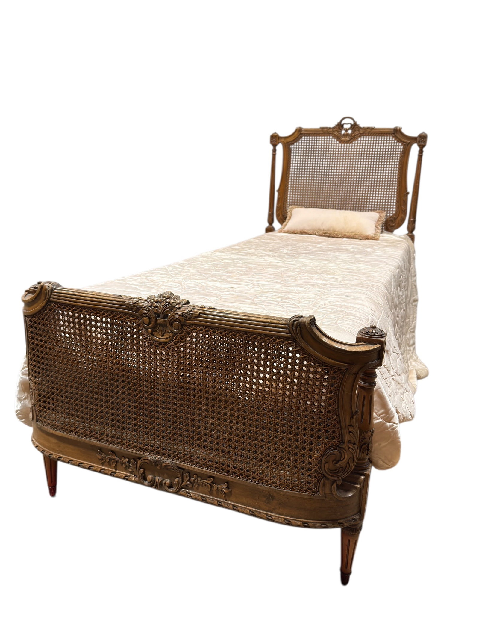 French Provincial Louis XV Style Carved Wood & Caned Daybed (1 of 16)