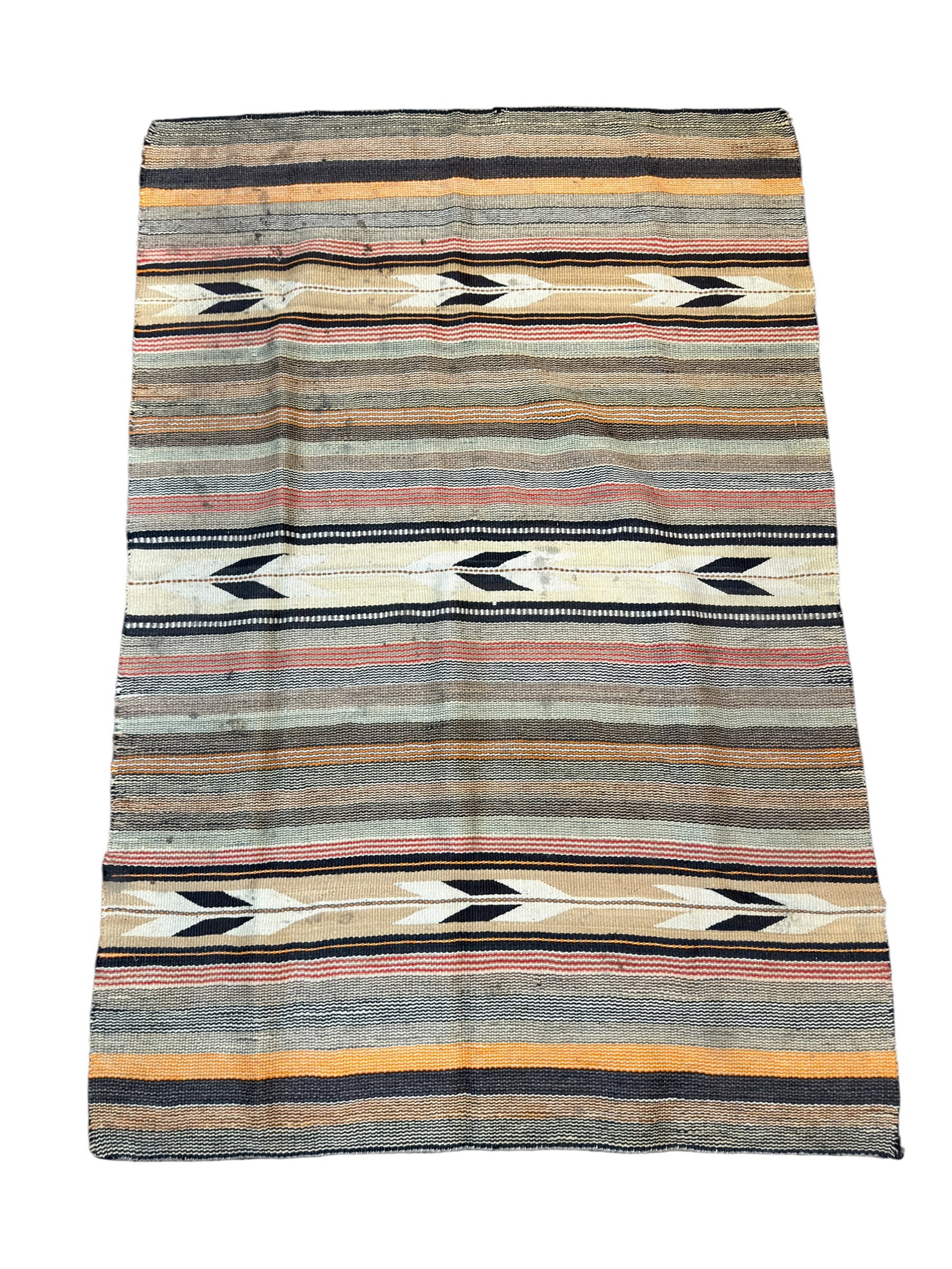 20th C. Handwoven Native American–Style Indian Blanket w/ Geometric Motifs (1 of 5)