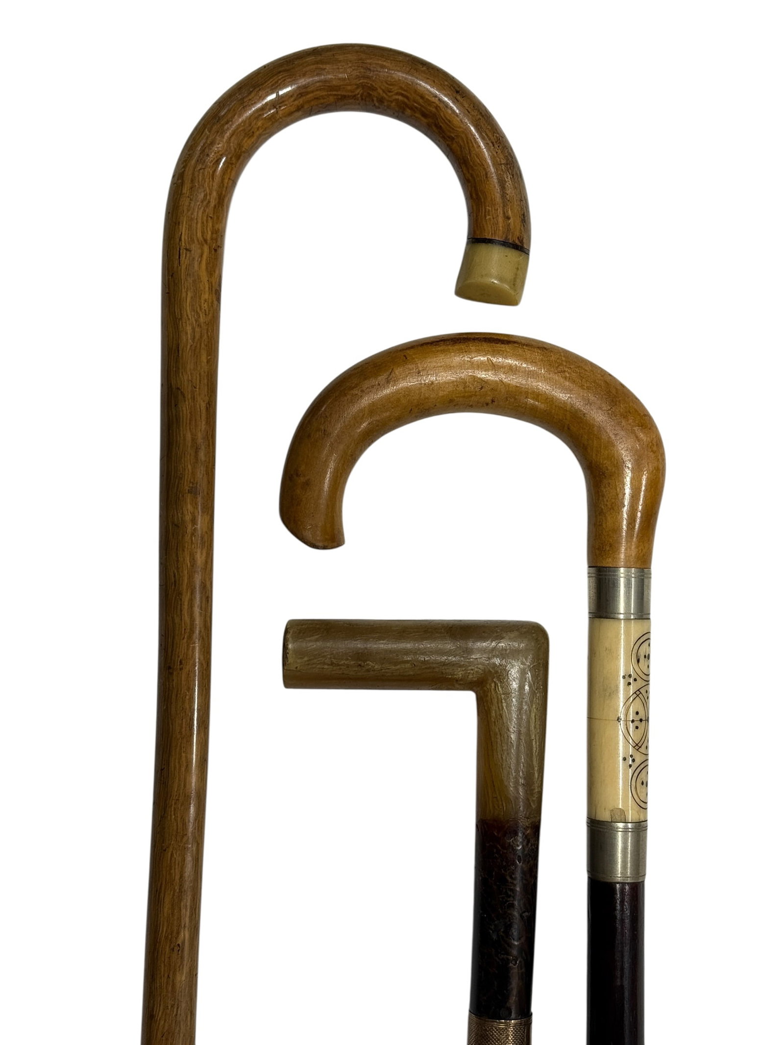 (3) Late 19th–Early 20th C. Bone & Horn Handle Canes (1 of 11)