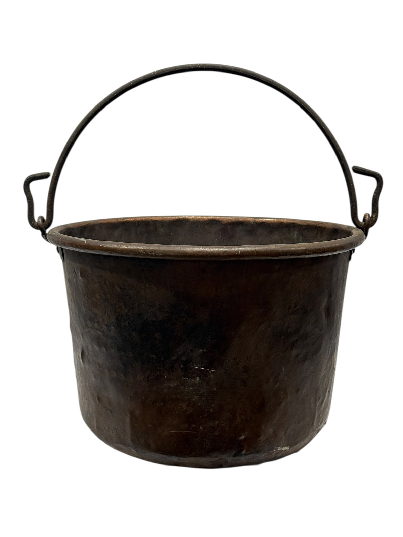 19th C. Hand-Hammered Copper Apple Butter Kettle w/ Wrought Iron Handle (1 of 9)
