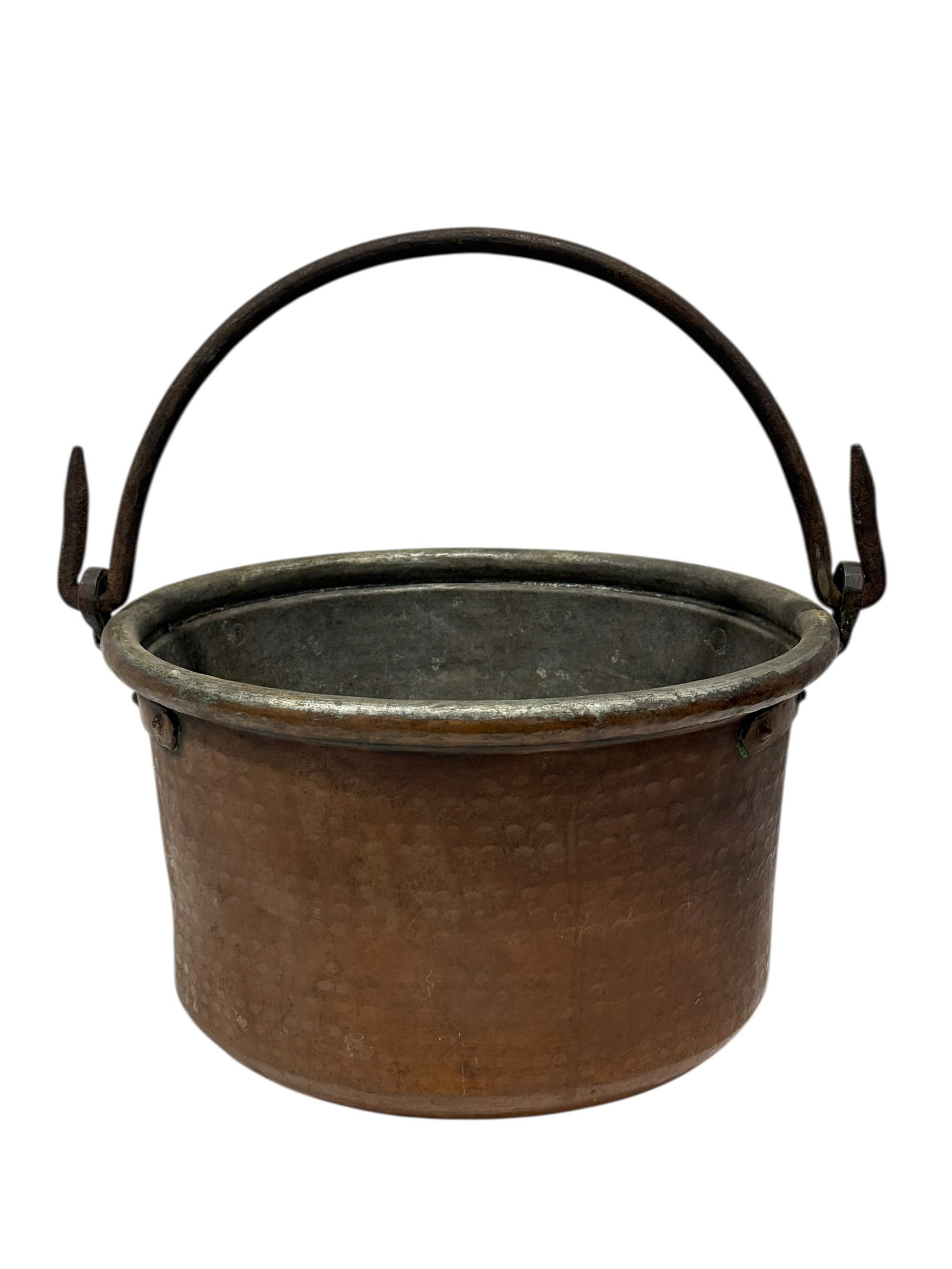 Antique Hand-Hammered Copper Bucket w/ Wrought Iron Handle (1 of 8)
